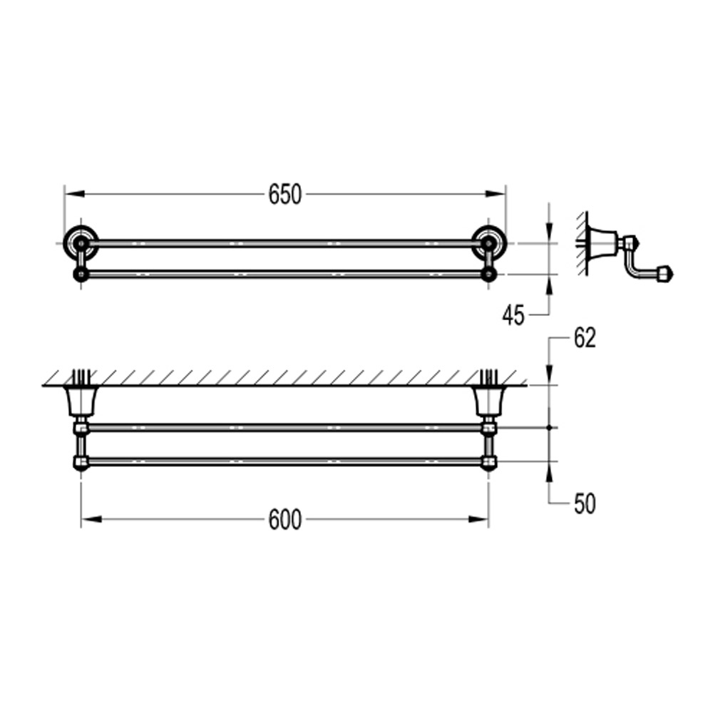 Flova Liberty Double Towel Bar - 650mm