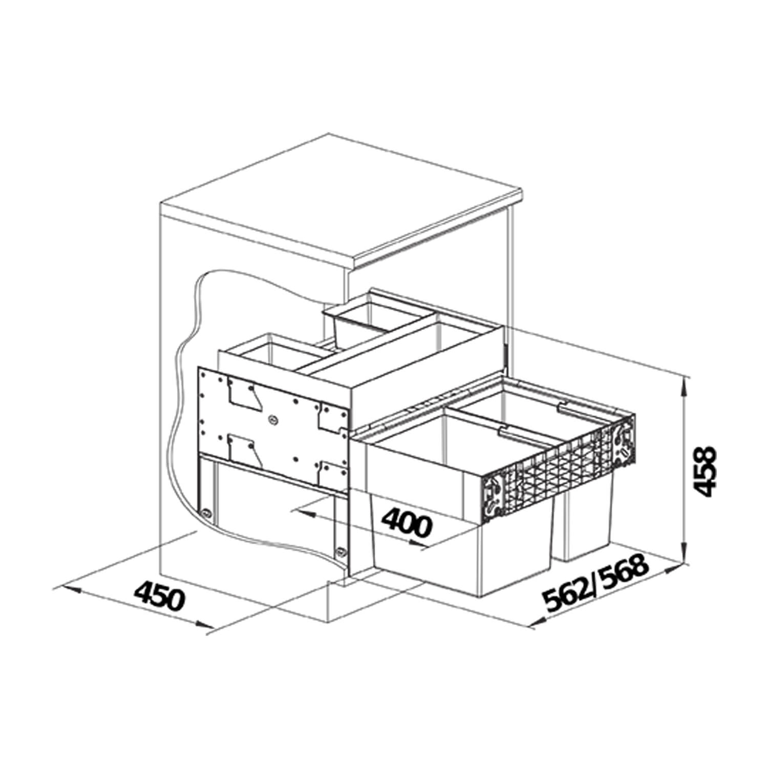 Blanco Select II 60/2 Orga 49 litre 2 Container Waste Organiser for 600mm Kitchen Cabinets