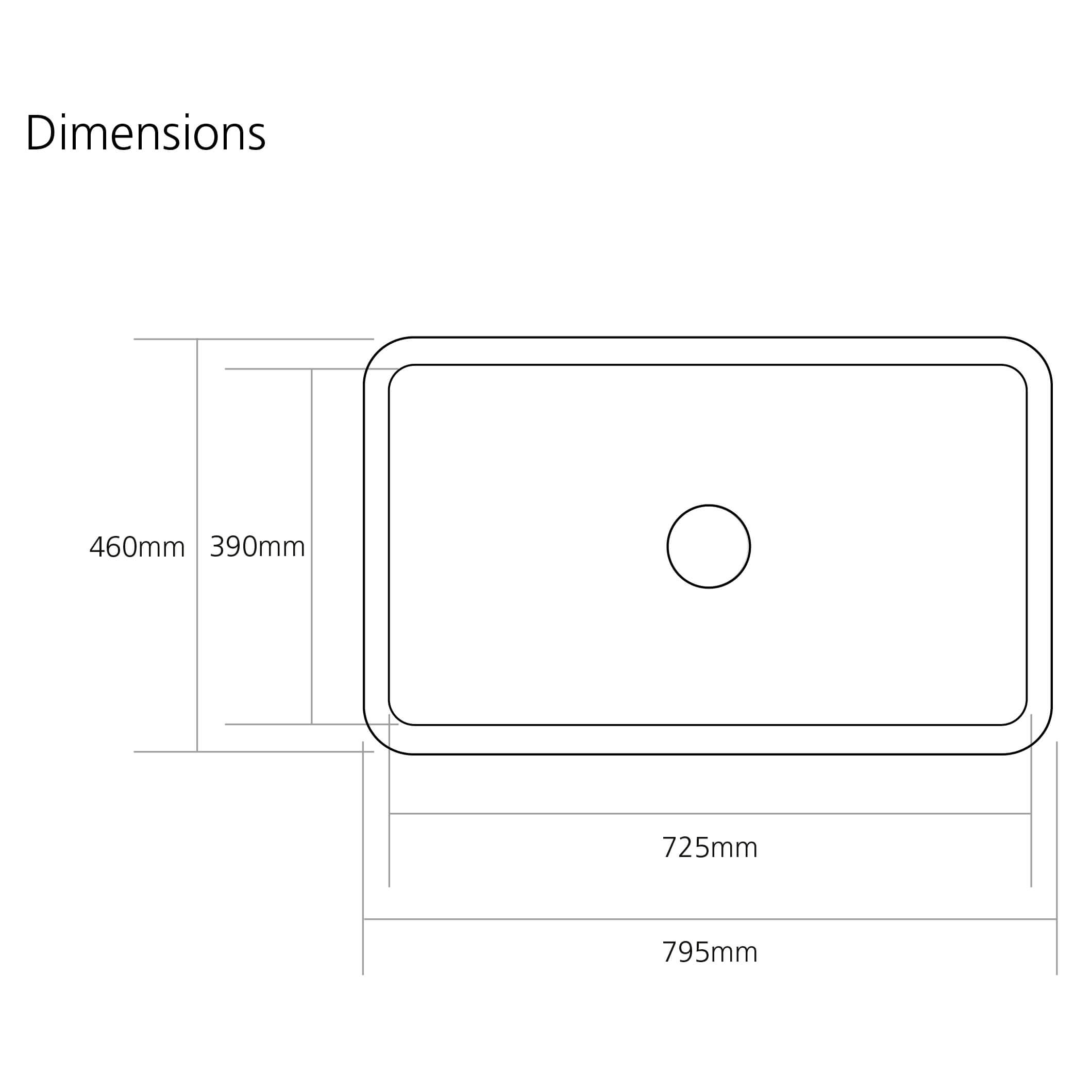 Caple Butler Large Single Bowl White Ceramic Kitchen Sink - 795 x 460mm
