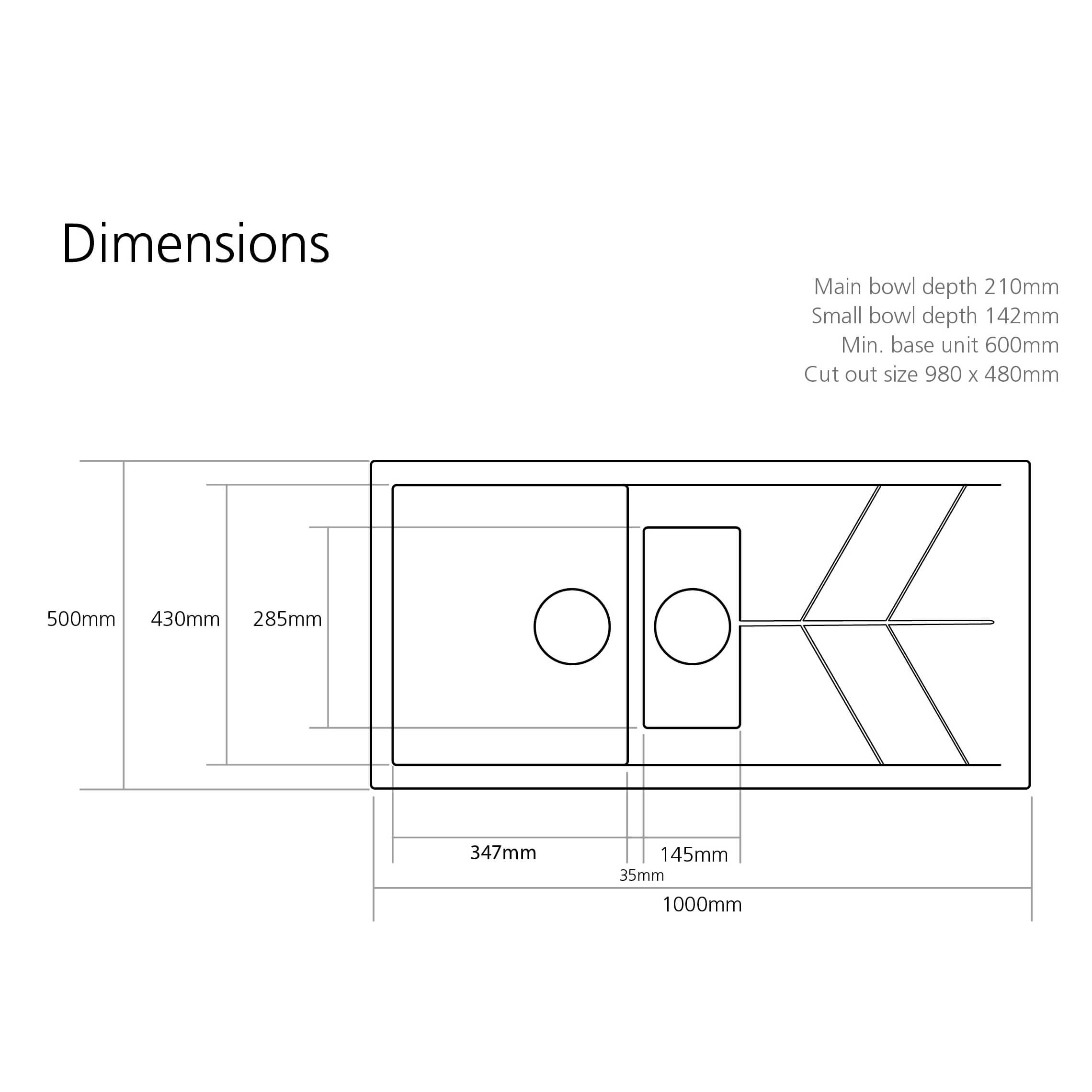 Caple Sotera 1.5 Bowl Granite Composite Kitchen Sink & Waste Kit with Reversible Drainer - 1000 x 500mm
