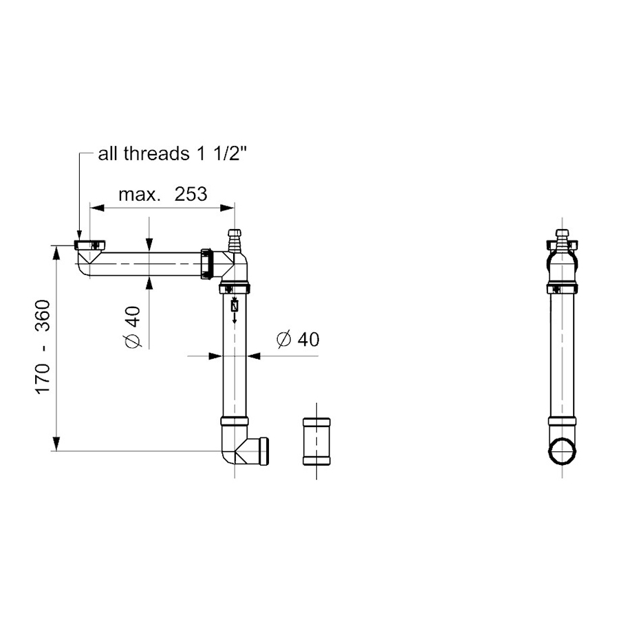 Reginox Panama Space Saving Plumbing Waste Syphon
