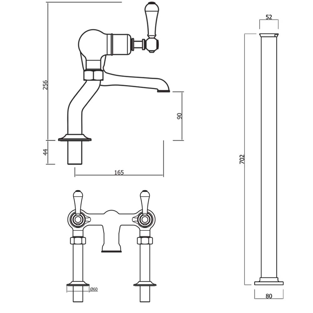 Crosswater Belgravia Lever Floor Standing Bath Filler