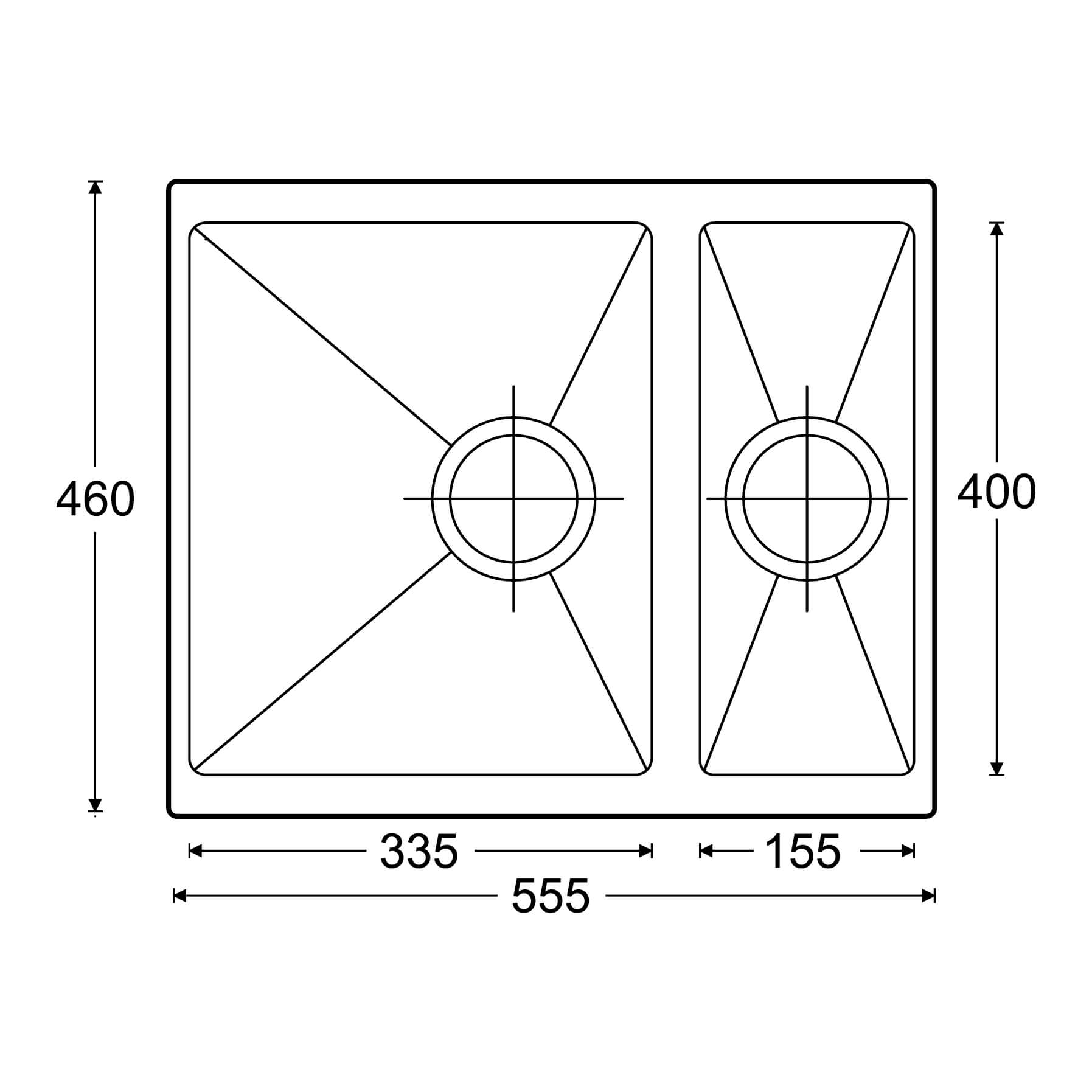Clearwater Siena 1.5 Bowl Granite Composite Undermount Kitchen Sink & Waste - 555 x 460mm