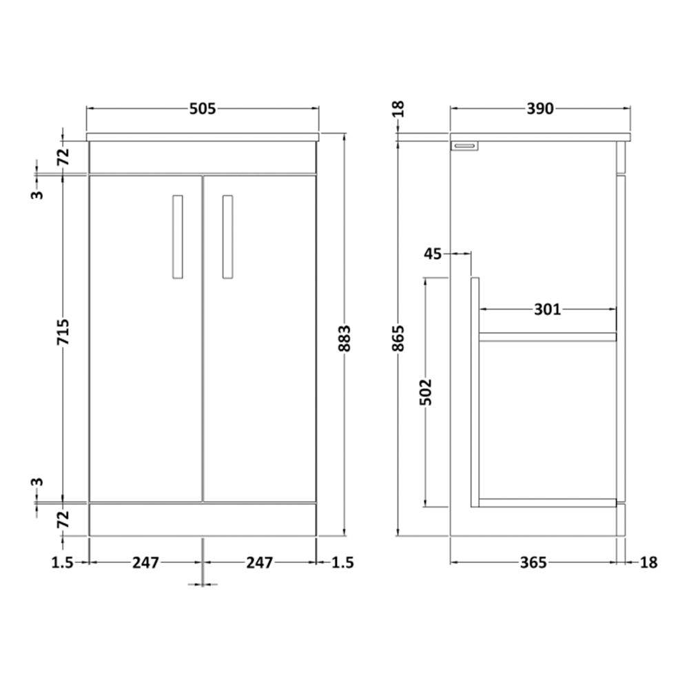 Emily 500mm Floorstanding Vanity Unit & Countertop