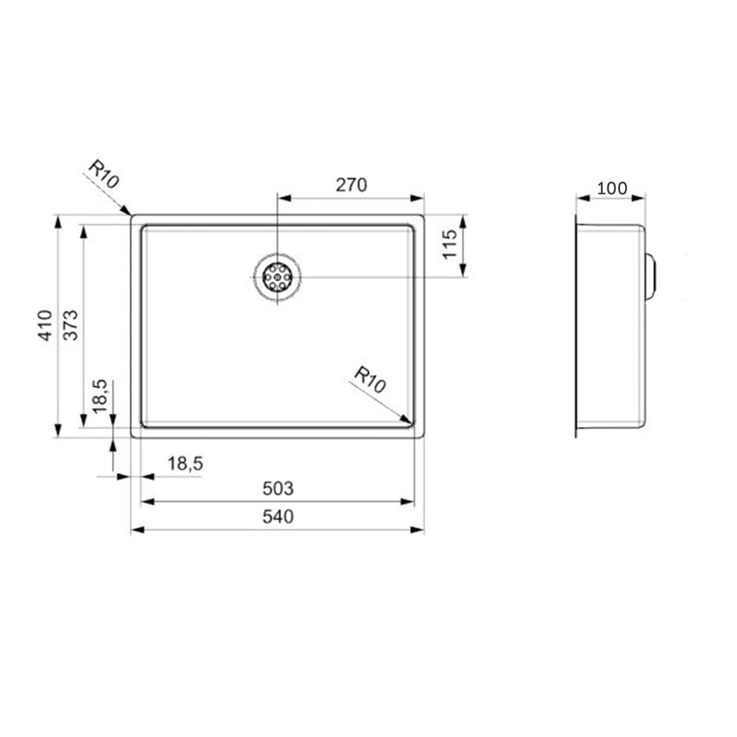 Reginox New Jersey Accessible Shallow Single Bowl Stainless Steel Inset / Undermount Kitchen Sink & Waste Kit - 540 x 410mm