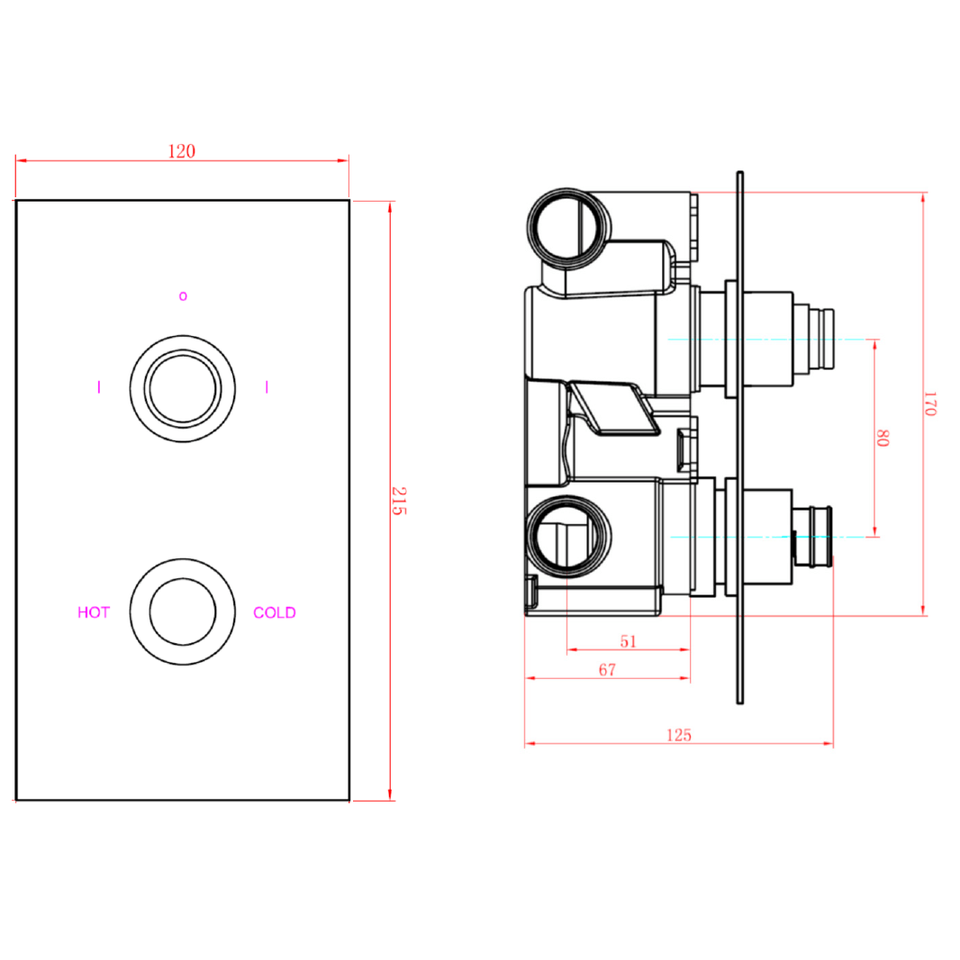 Sagittarius Piazza 2 Outlet Concealed Thermostatic Shower Valve