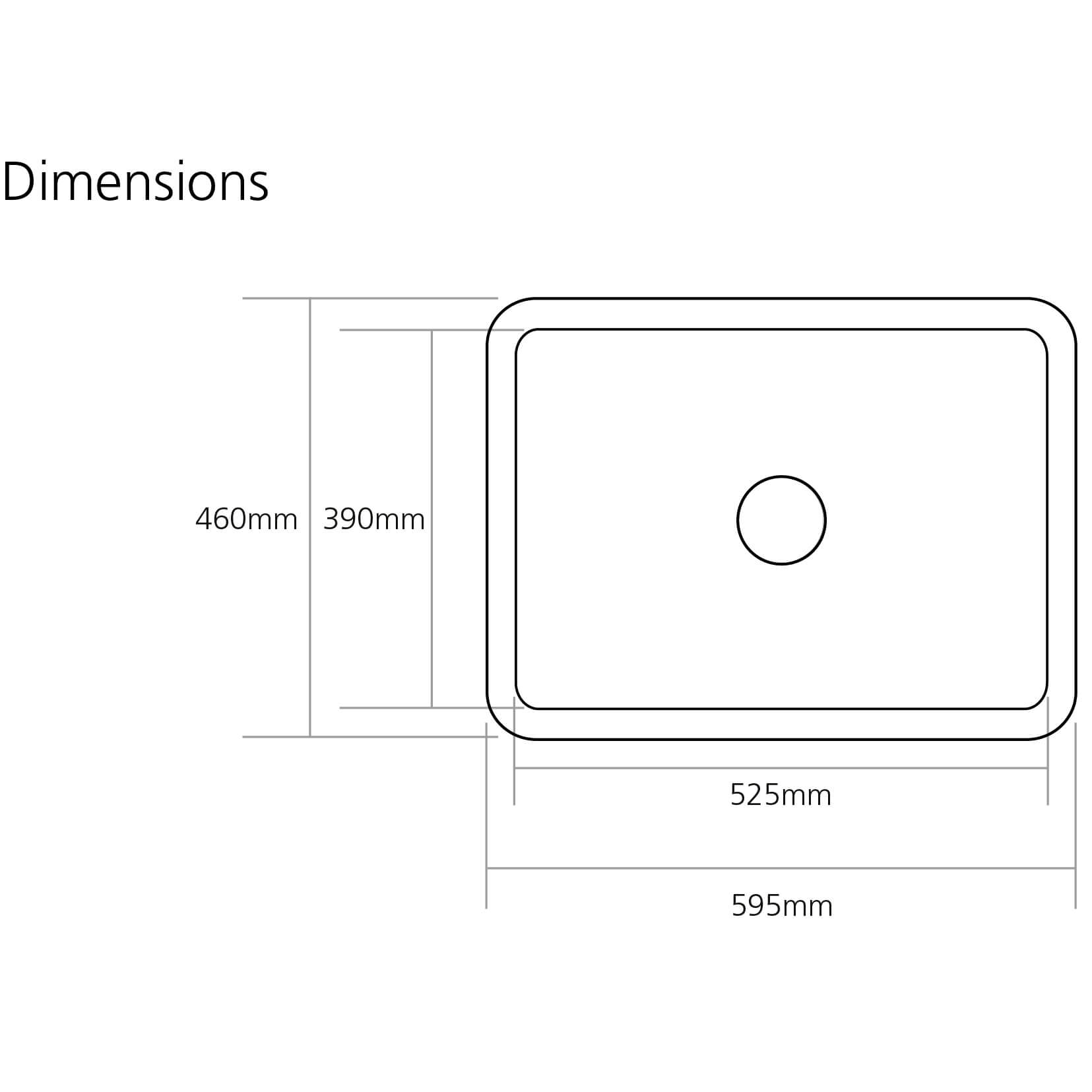 Caple Butler Single Bowl White Ceramic Kitchen Sink - 595 x 460mm