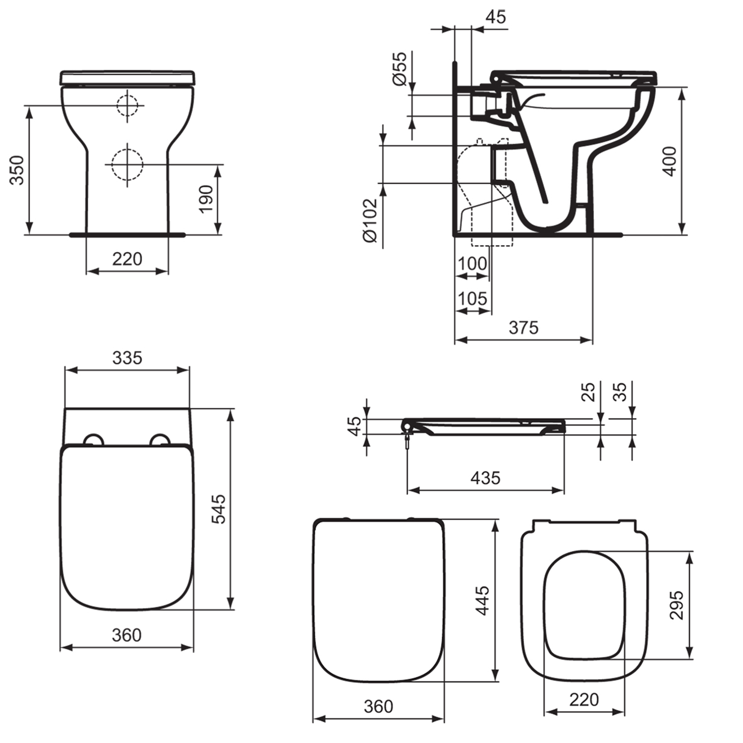 Ideal Standard i.life A Back To Wall Rimless Toilet with Soft Close Seat