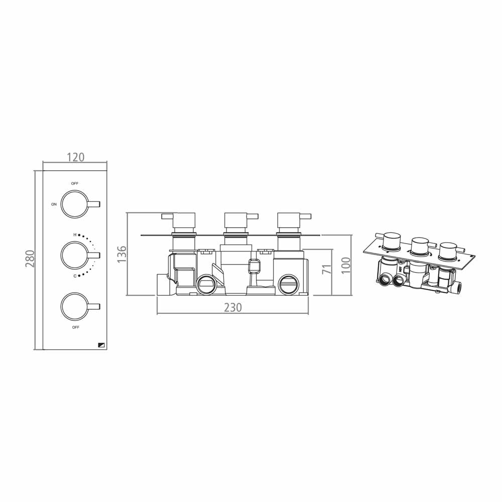 Roper Rhodes Event Round 3 Outlet Concealed Thermostatic Shower Valve