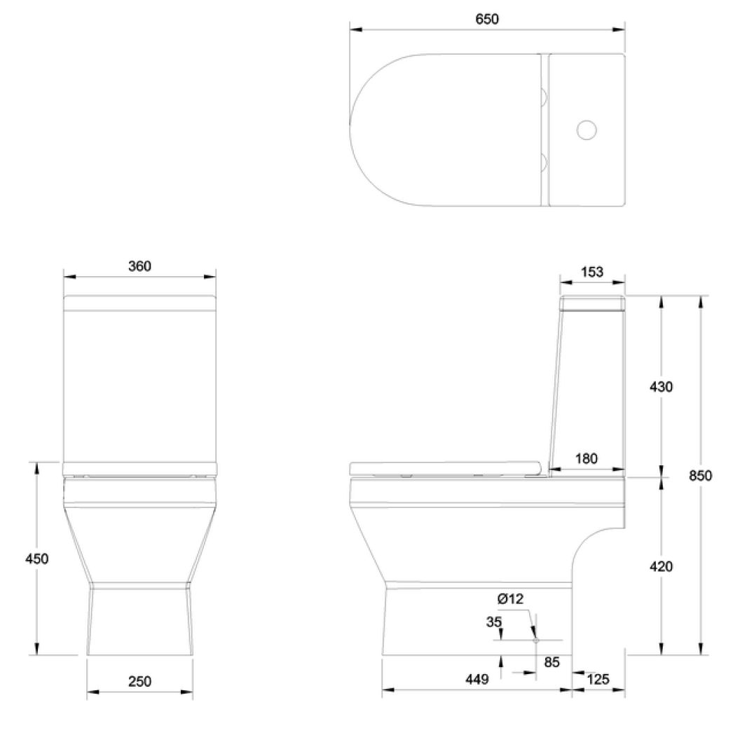 Britton Bathrooms Curve2 Rimless Open Back Close Coupled Toilet & Soft Close Seat