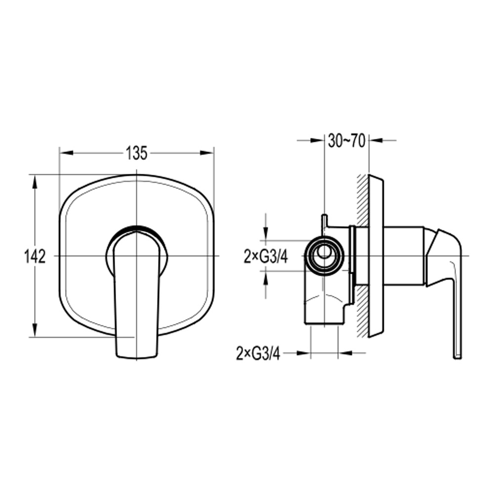 Flova Fusion Single or Dual Outlet Concealed Manual Mixer Valve with Small Cover Plate