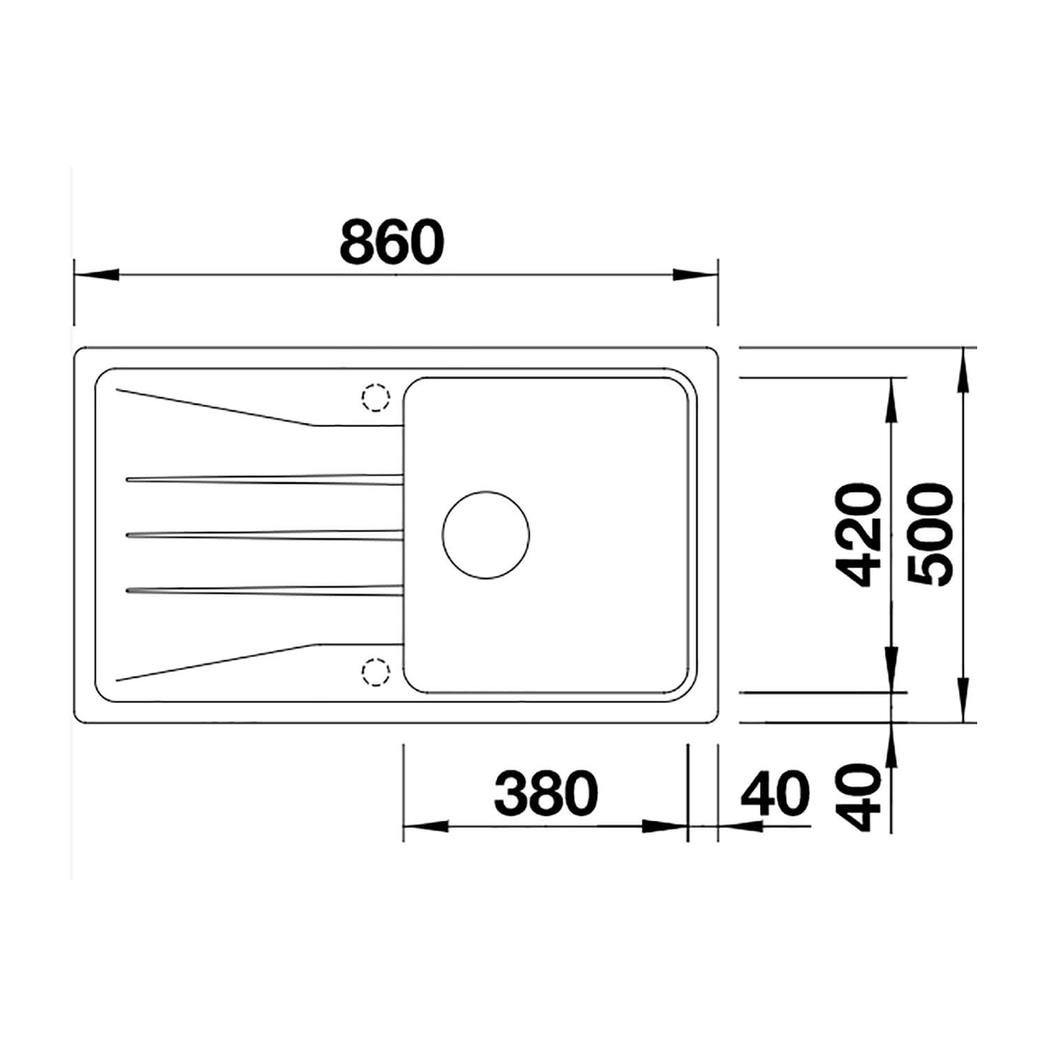 Blanco Sona 5 S Compact 1 Bowl Inset Silgranit Composite Kitchen Sink & Waste with Reversible Drainer - 860 x 500mm
