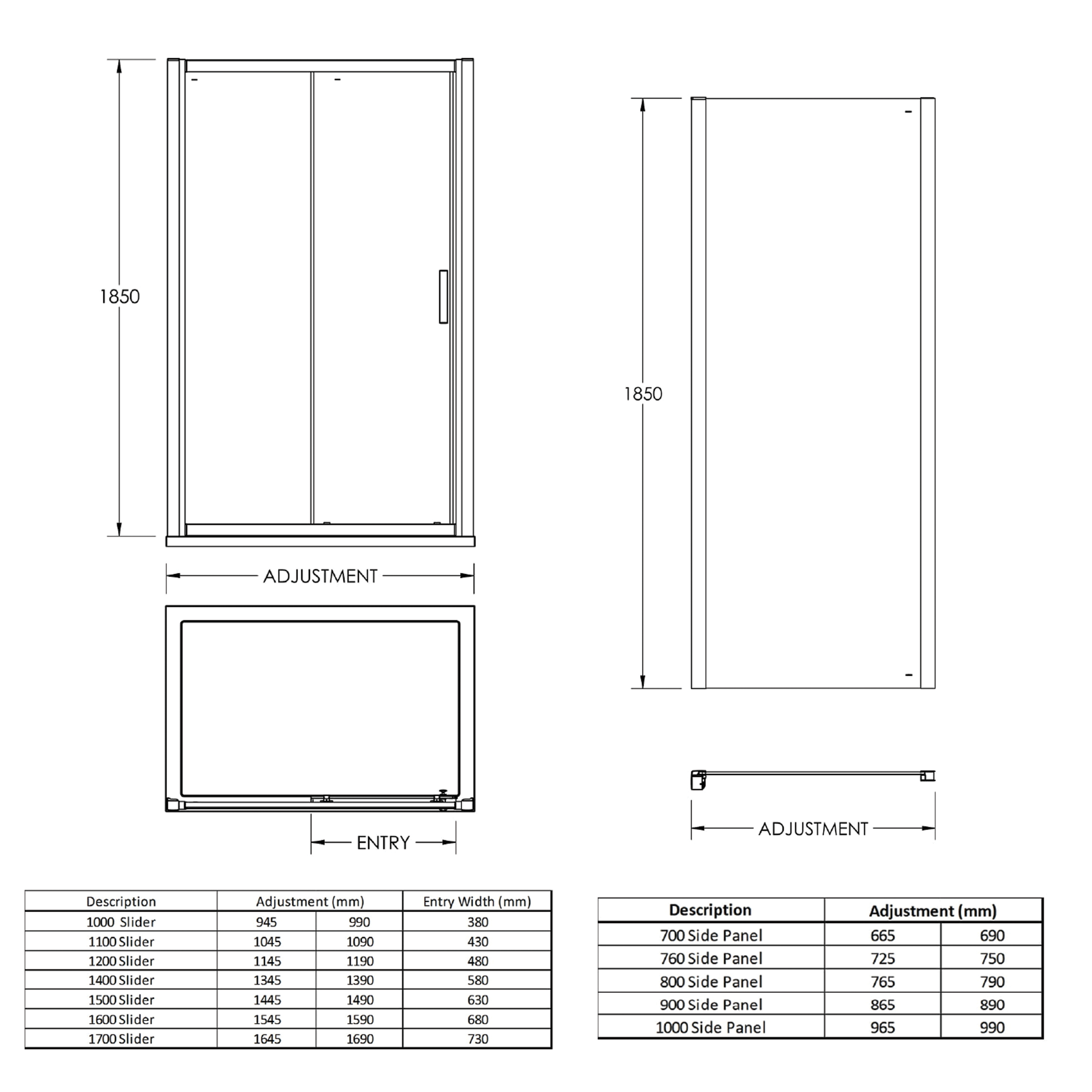 Harbour Primrose 6mm Single Sliding Shower Door & Optional Side Panel