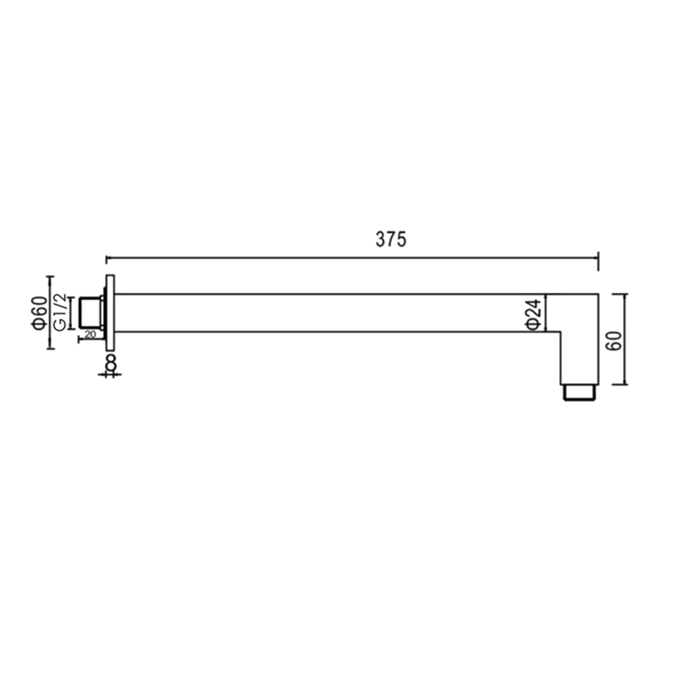 Drench Angled Wall Mounted Shower Arm - 375mm