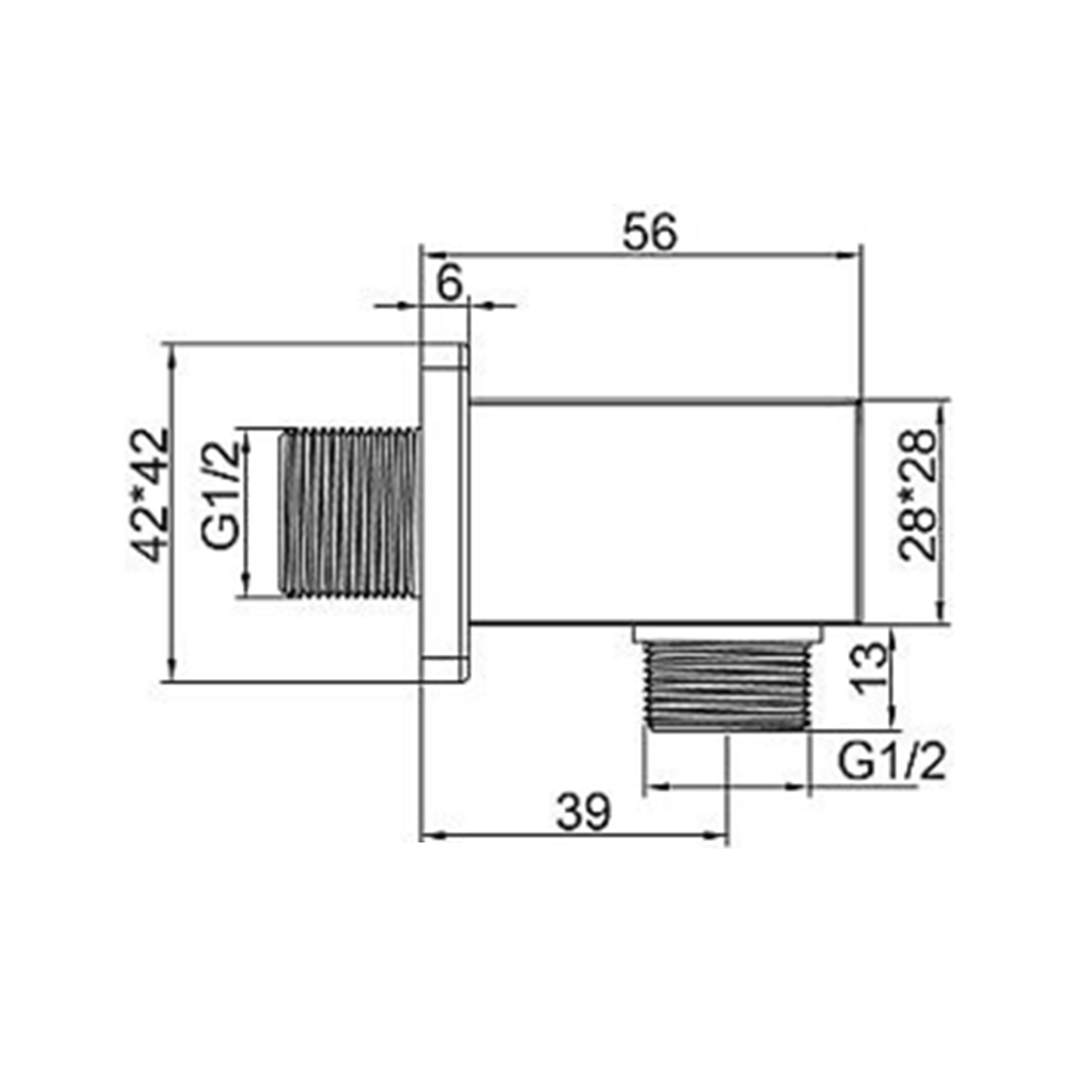 Harbour Status Square Brushed Brass Wall Outlet & Elbow