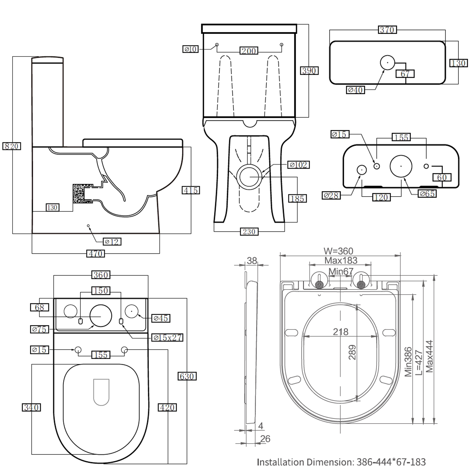 Anderson Rimless Back To Wall Close Coupled Toilet & Soft Close Seat