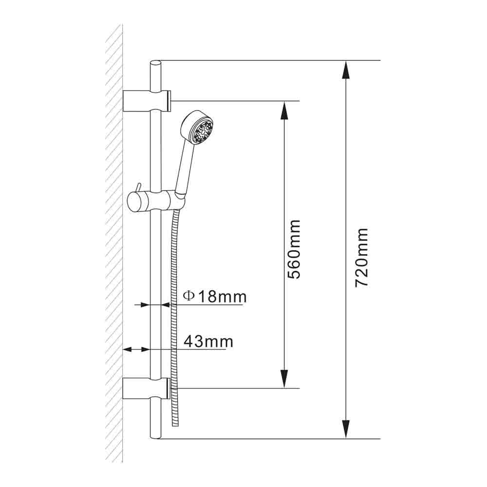 Hudson Reed Linear Slide Rail Kit with Multi-Function Handset & Outlet Elbow