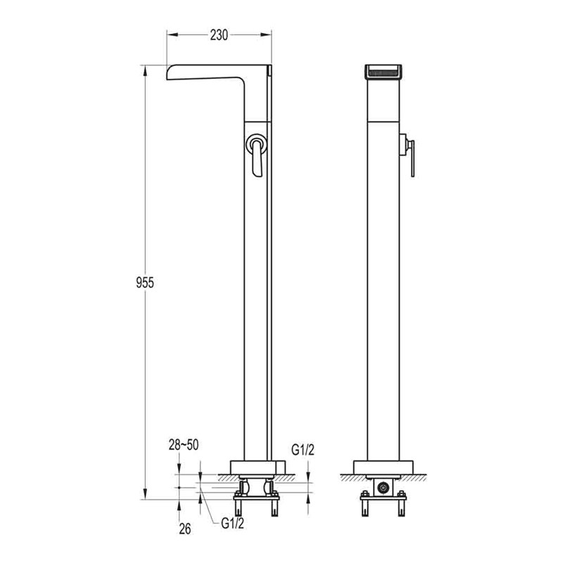 Flova Cascade Floor Standing Waterfall Bath Mixer tap