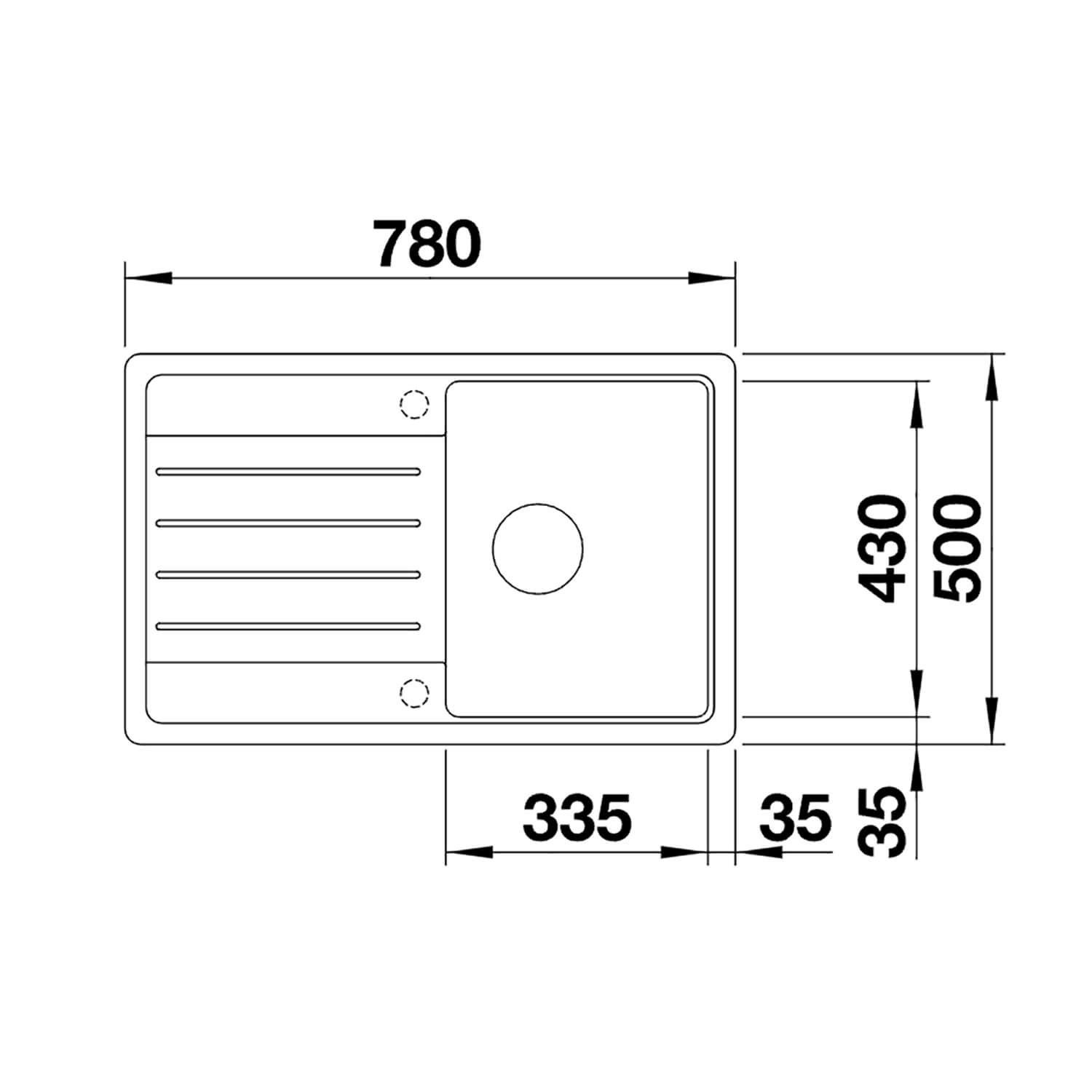 Blanco Legra 45 S Compact 1 Bowl Silgranit Composite Kitchen Sink & Waste with Reversible Drainer - 780 x 500mm