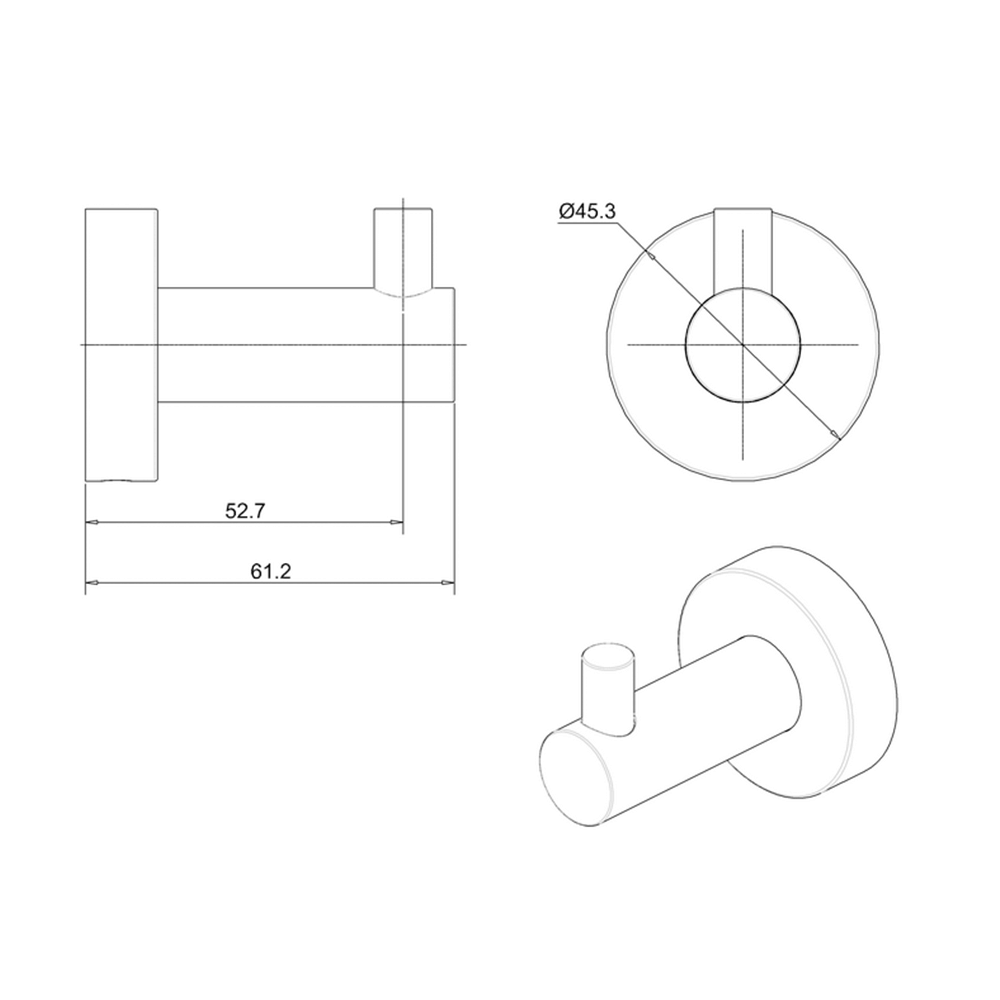 Britton Bathrooms Hoxton Robe Hook - Brushed Brass