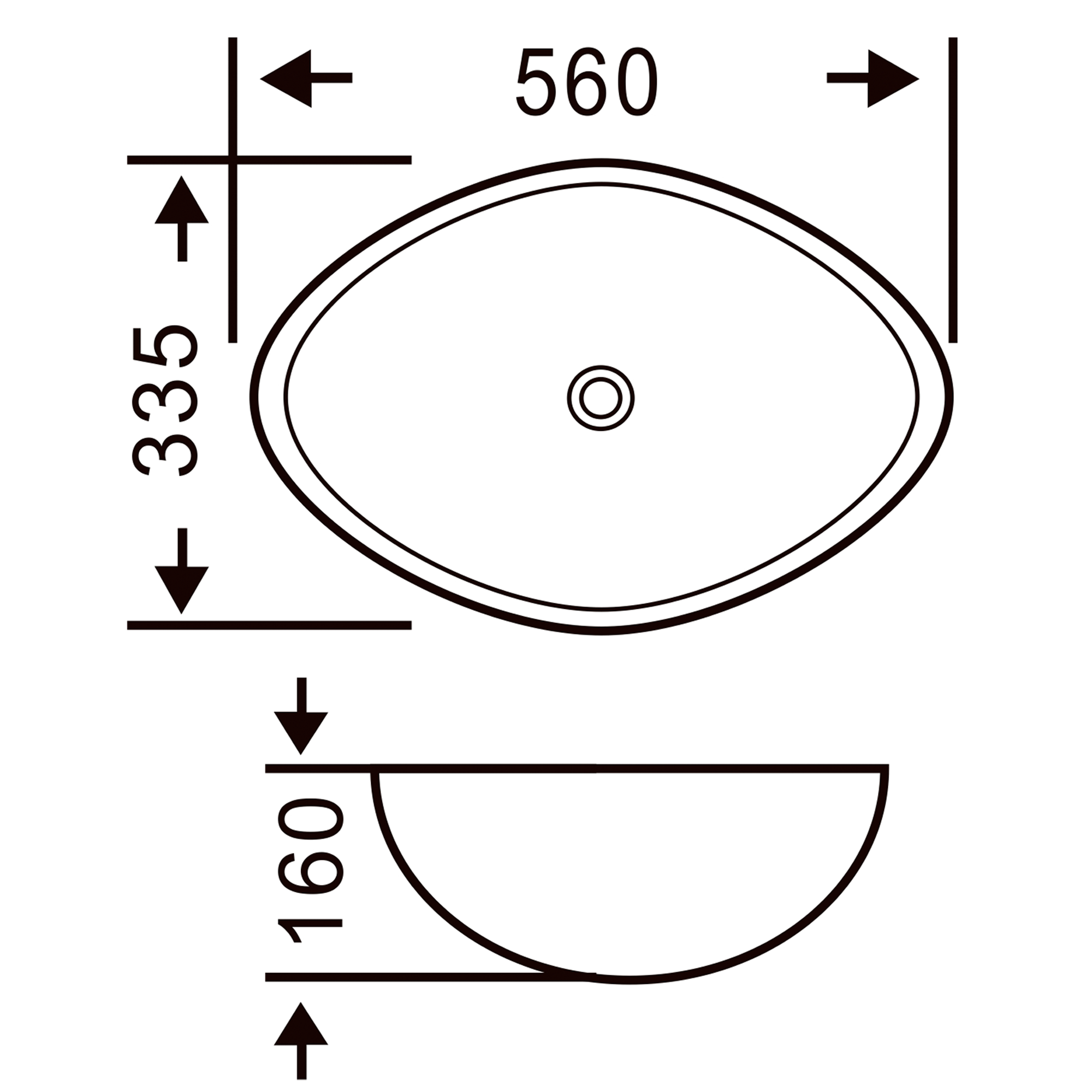 Butler & Rose Ceramic Oval Countertop Basin - 560mm