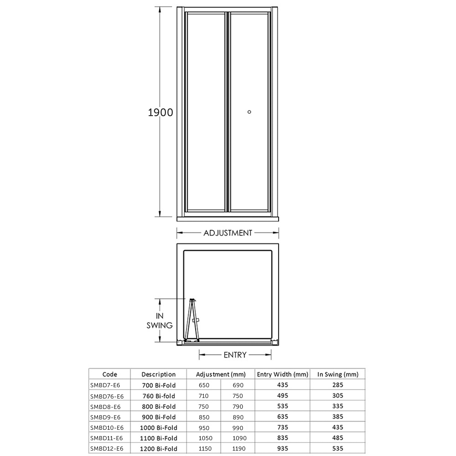 Harbour Primrose Bi-Fold Shower Door & Optional Side Panel