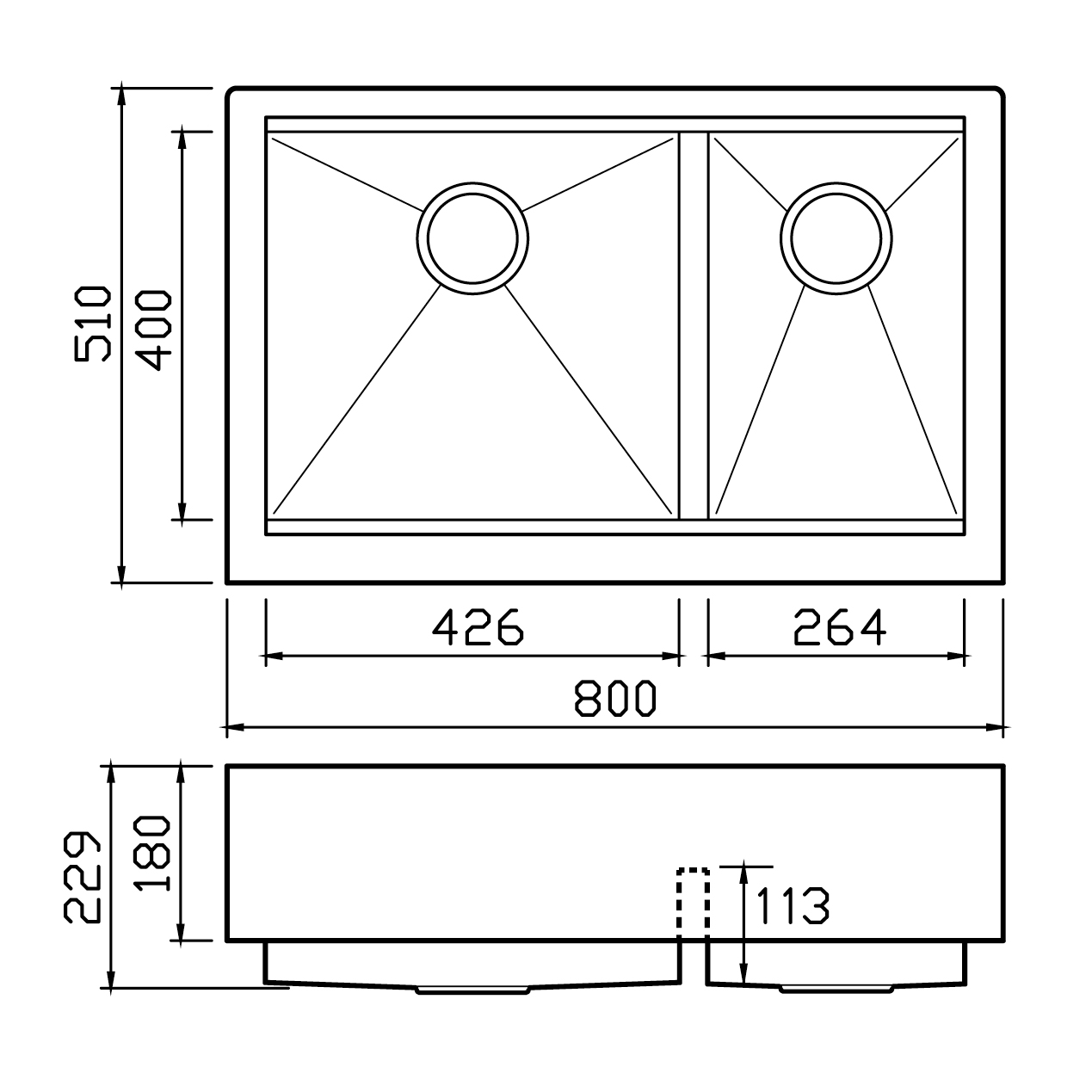 Clearwater Infinity Smart Butler 1.5 Bowl Brushed Stainless Steel Kitchen Sink & Waste - 800 x 510mm