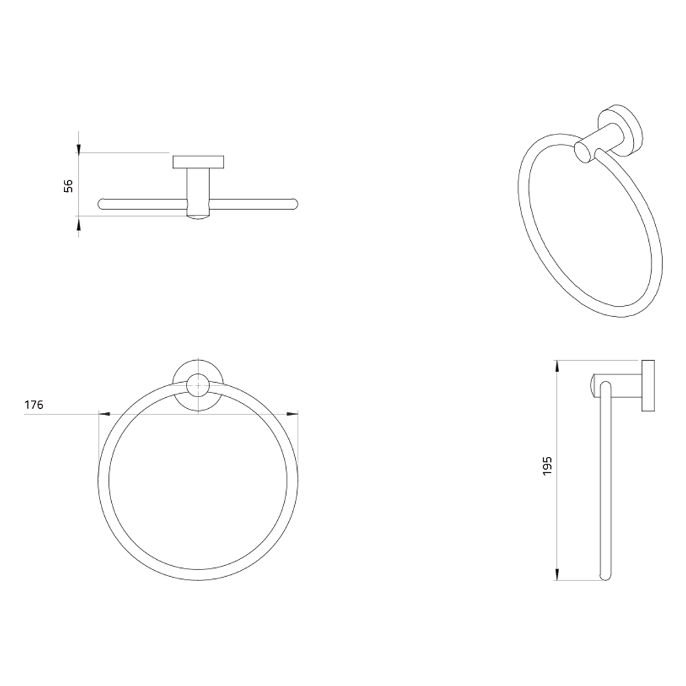 Miller Bond Matt Black Towel Ring