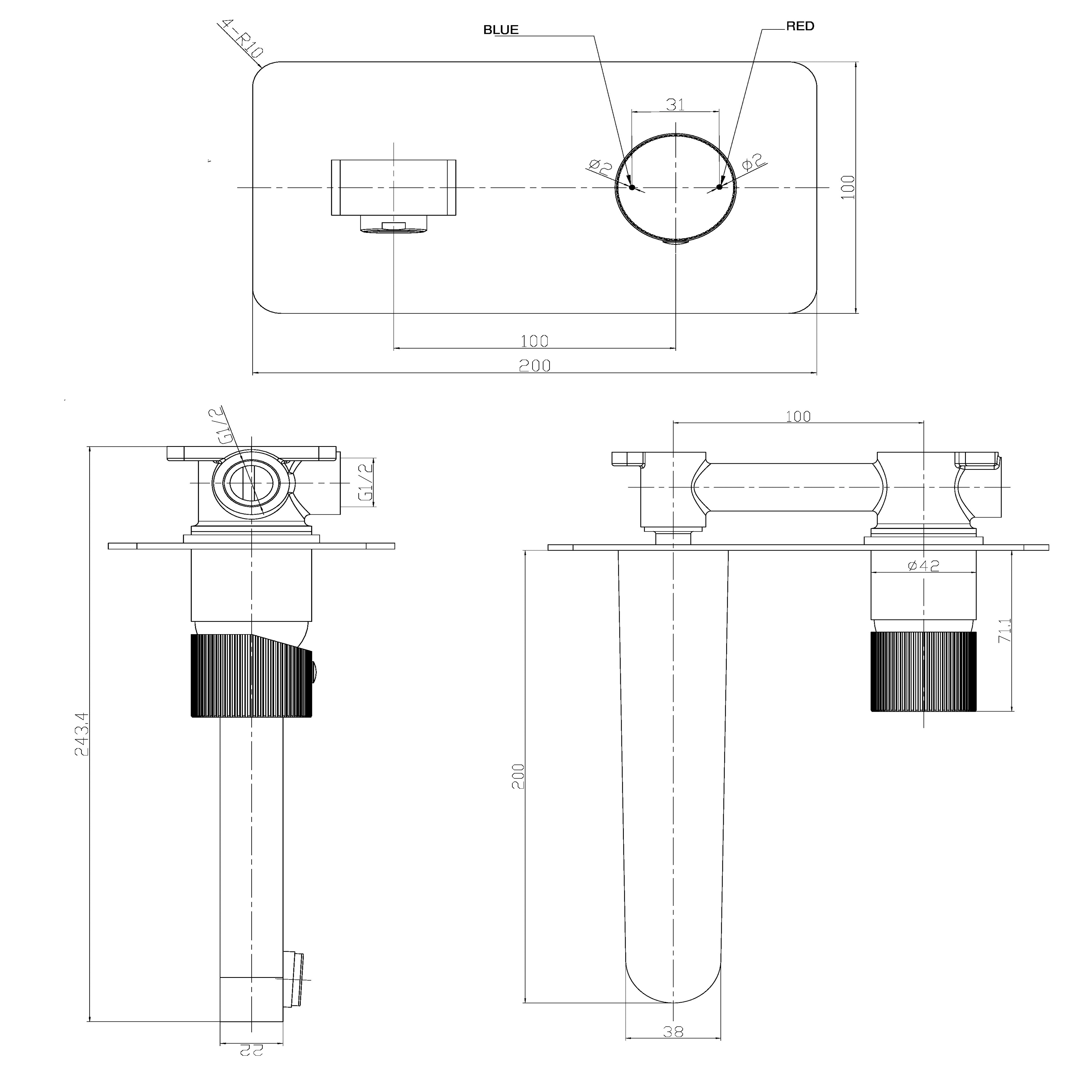 Koko Wall Mounted Basin Mixer Tap