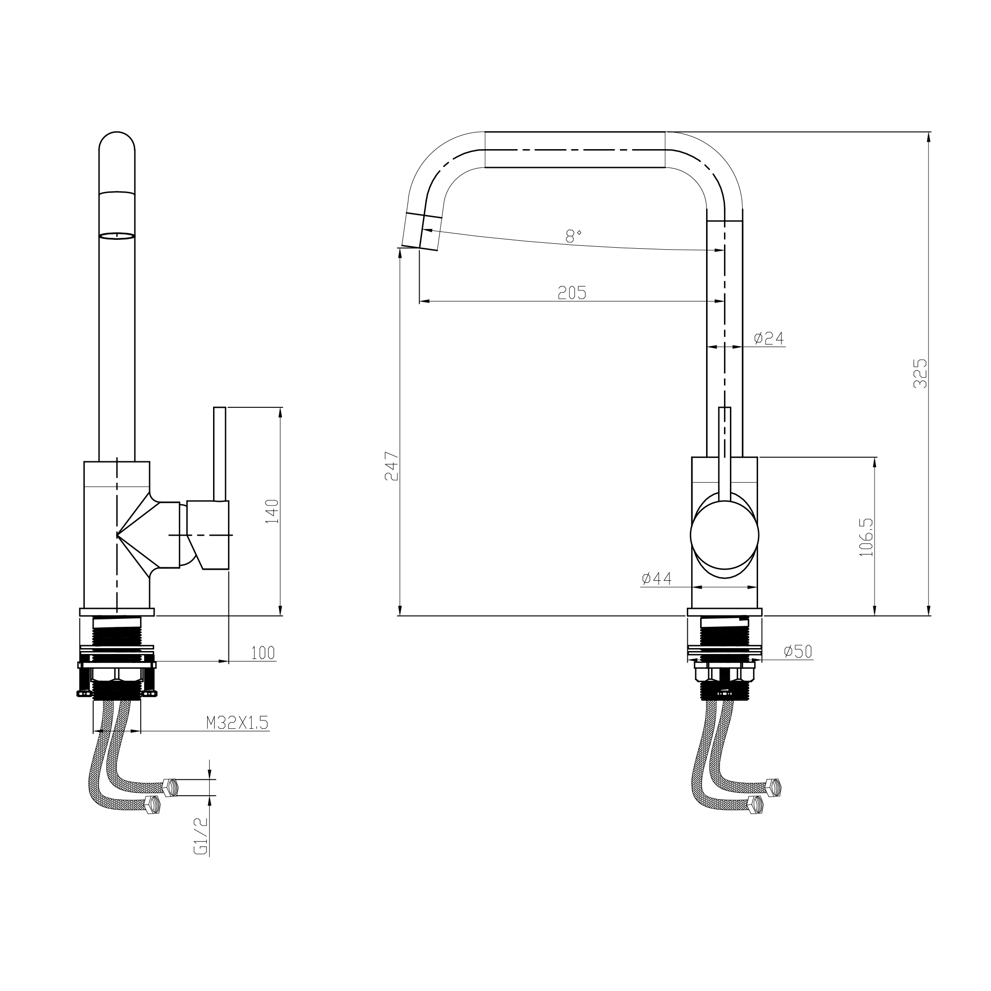 Vellamo Koro Single Lever Mono Kitchen Sink Mixer Tap - Polished Chrome