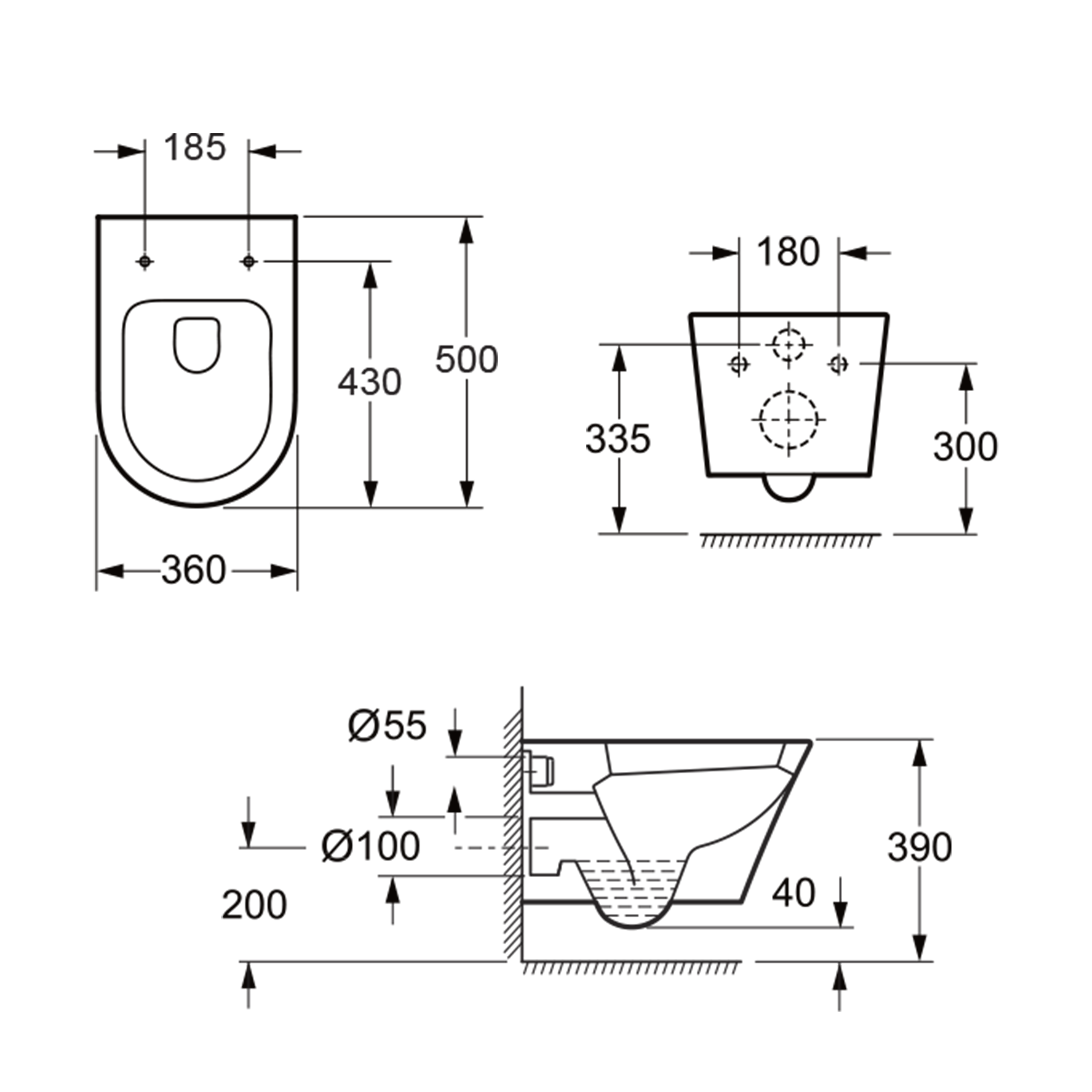 Harbour Clarity Rimless Wall Hung Toilet & Soft Close Seat