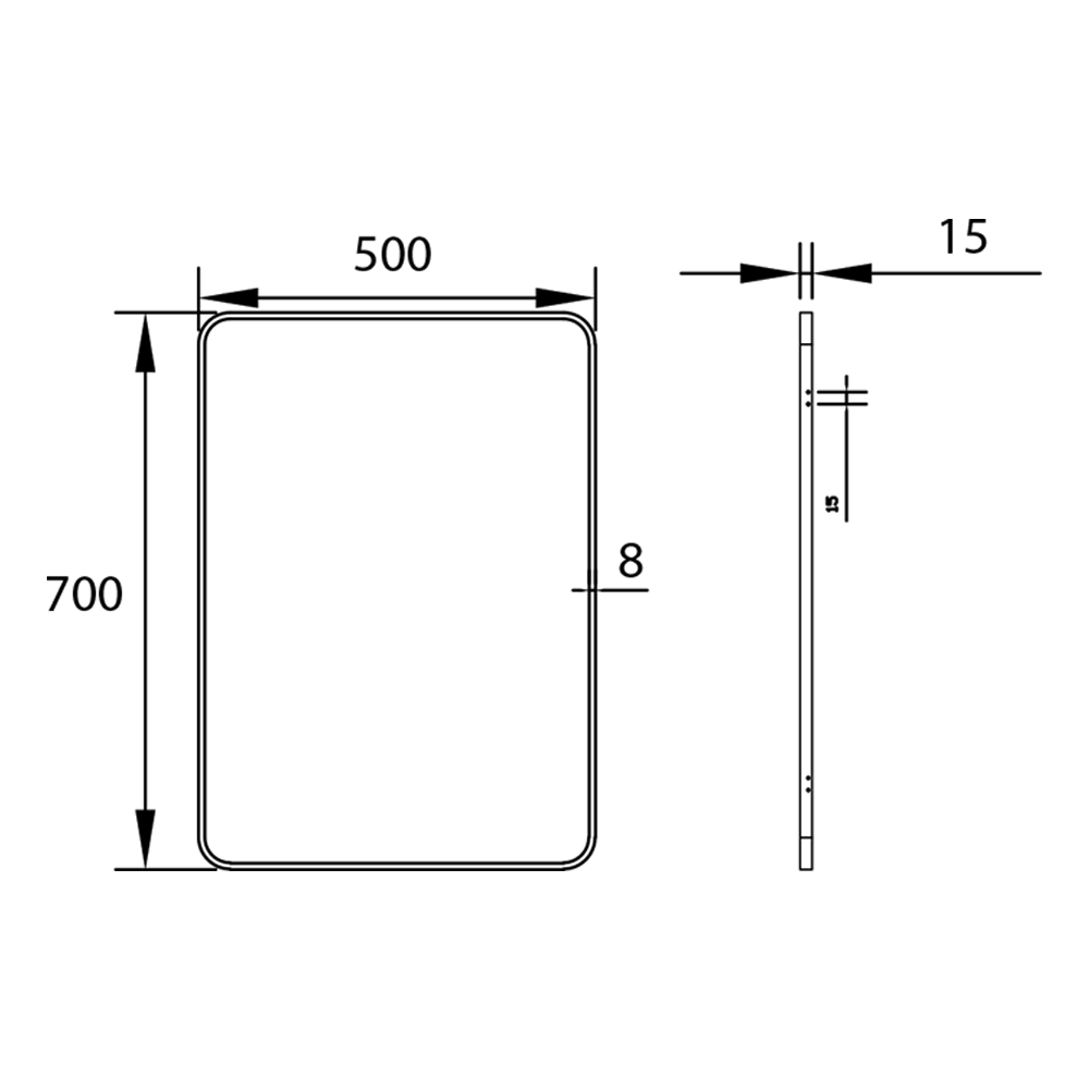 Vellamo Matt Black Rectangular Bathroom Mirror - 700 x 500mm