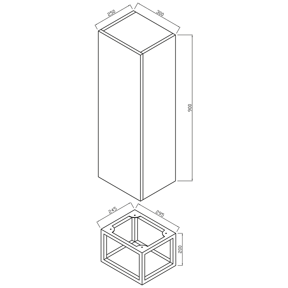 Harbour Virtue 1100mm Wall Mounted Tall Storage Cabinet with Matt Black Frame Shelf