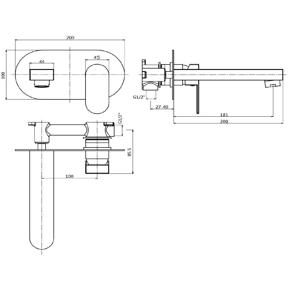 Vellamo Desire Wall Mounted Basin Mixer Tap