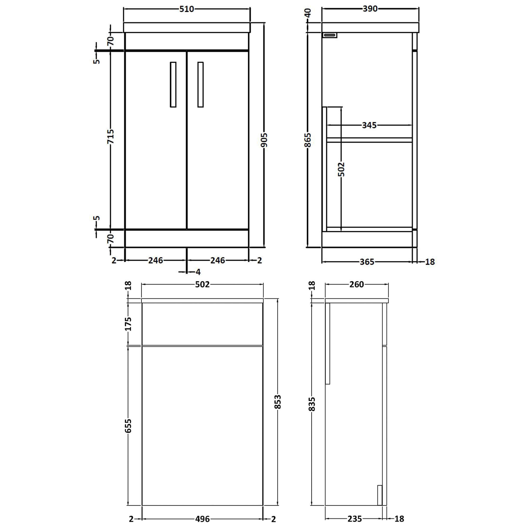 Emily 1000mm Combination Bathroom Toilet & 2 Door Sink Unit - Gloss White