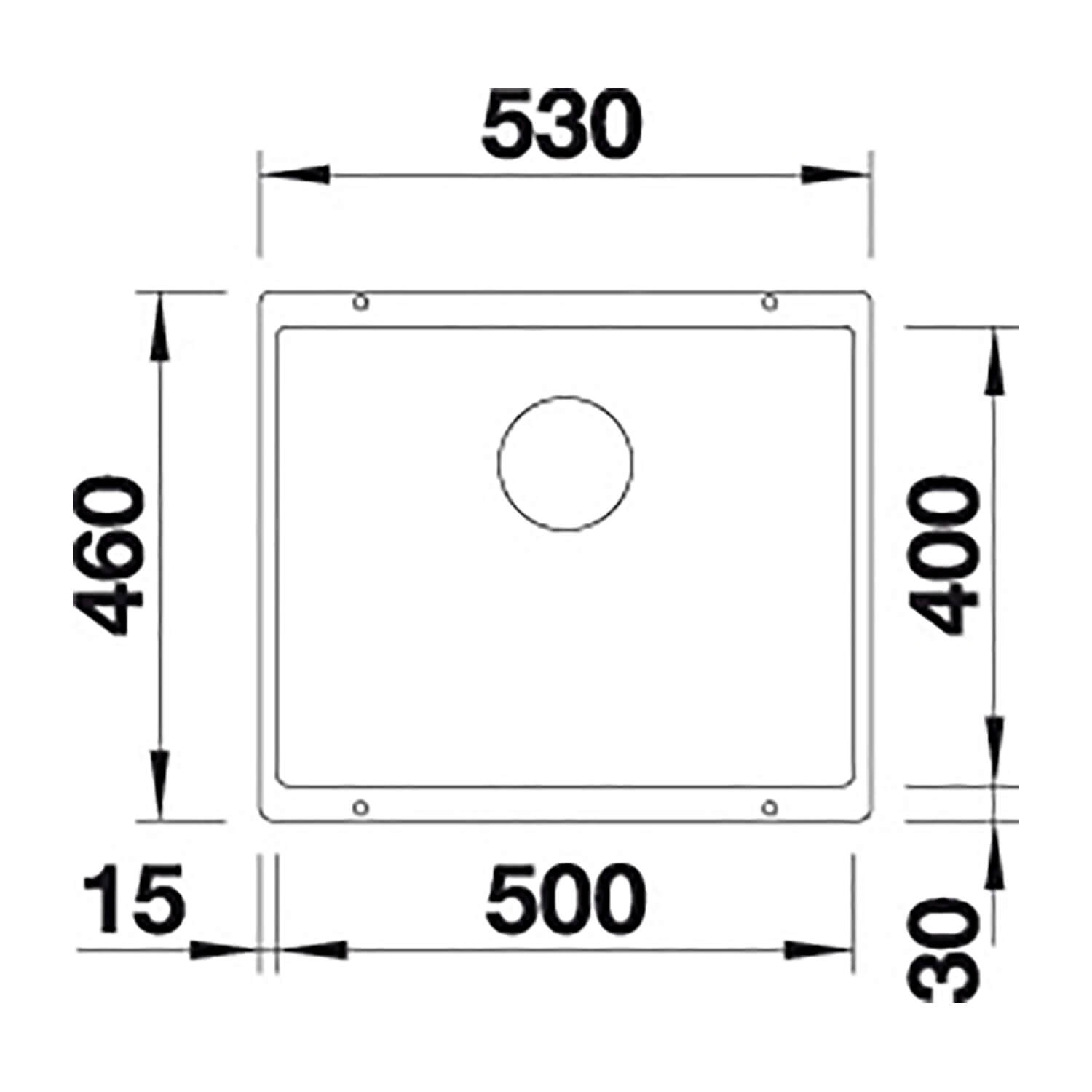 Blanco Subline 500-U 1 Bowl Undermount Silgranit Composite Kitchen Sink & Waste - 530 x 460mm