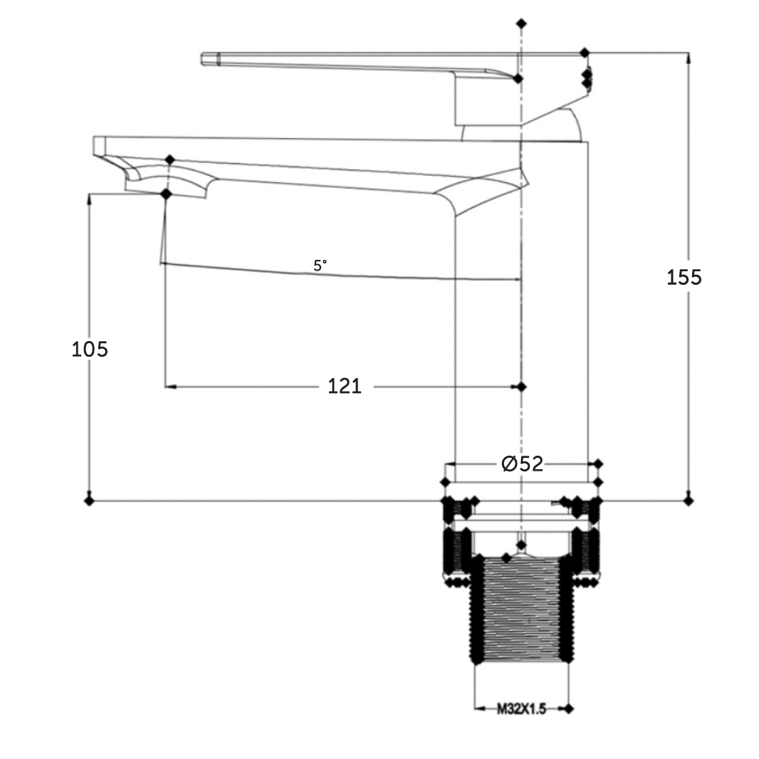 Sagittarius Bari Mono Basin Mixer with Sprung Waste