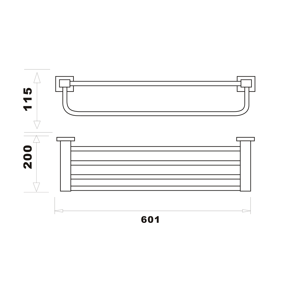 Harbour Clarity Matt Black Towel Shelf