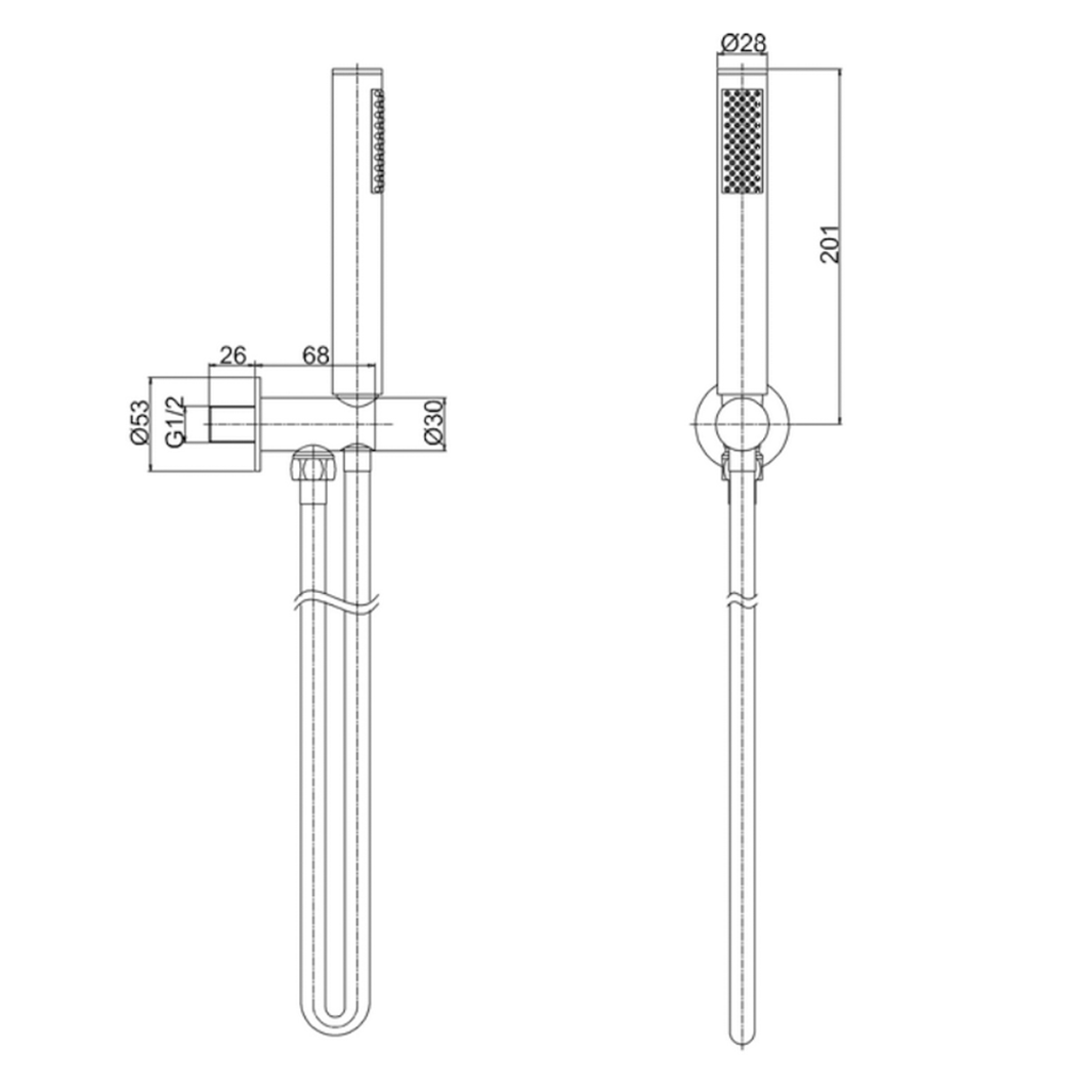 Crosswater MPRO Shower Handset with Wall Outlet and Hose