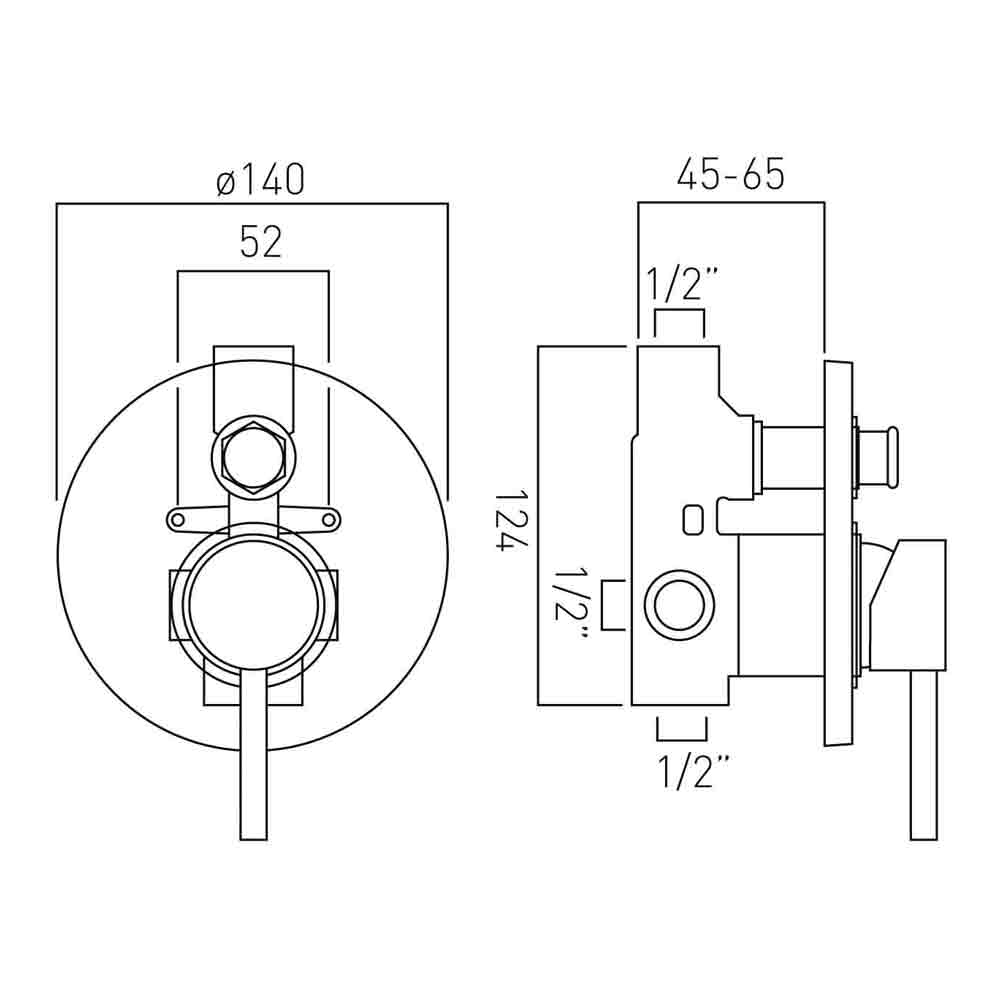 Vado Zoo Wall Mounted Concealed Manual Shower Valve with Diverter - Round Plate