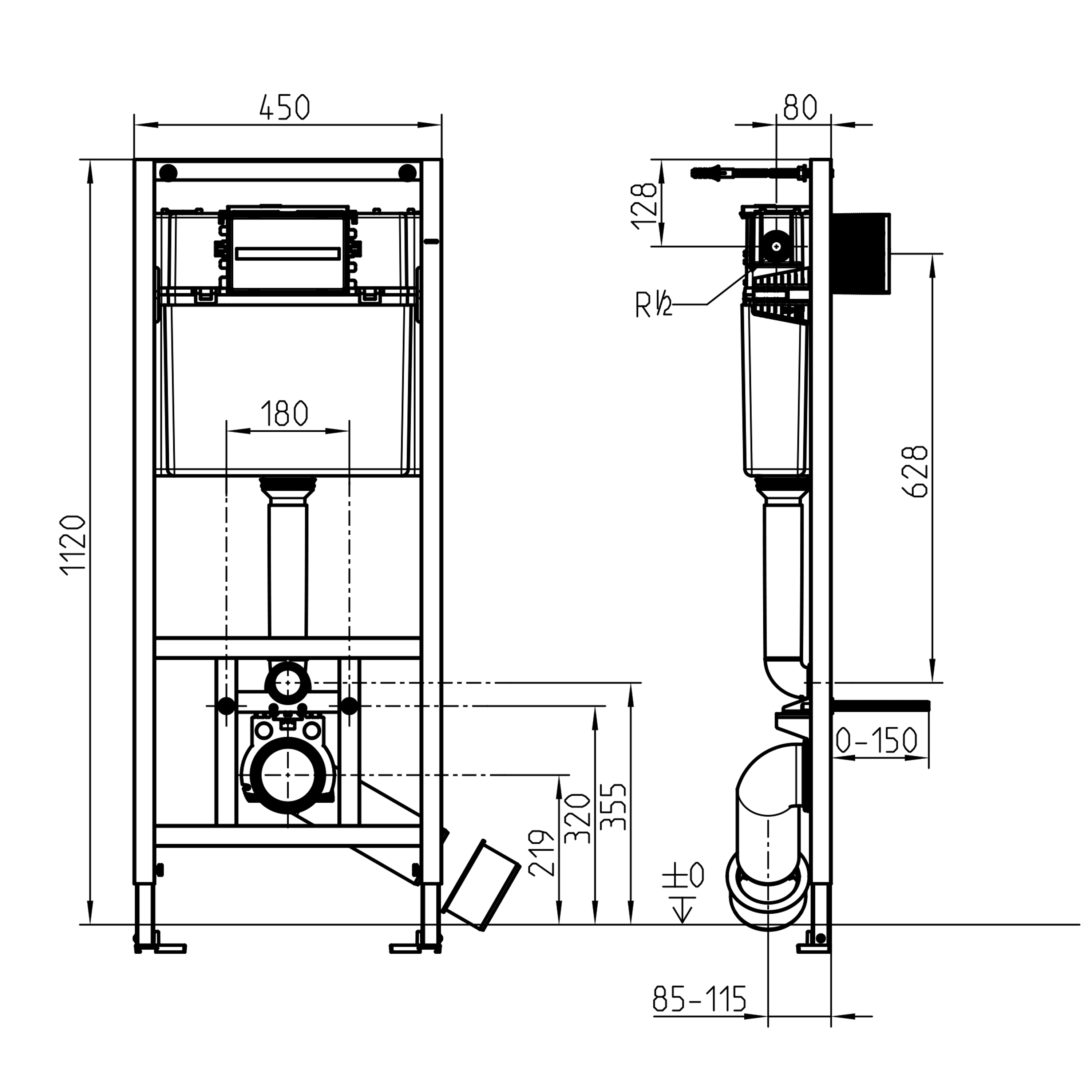 Villeroy & Boch ViPro Wall Hung Toilet Frame with Concealed Cistern