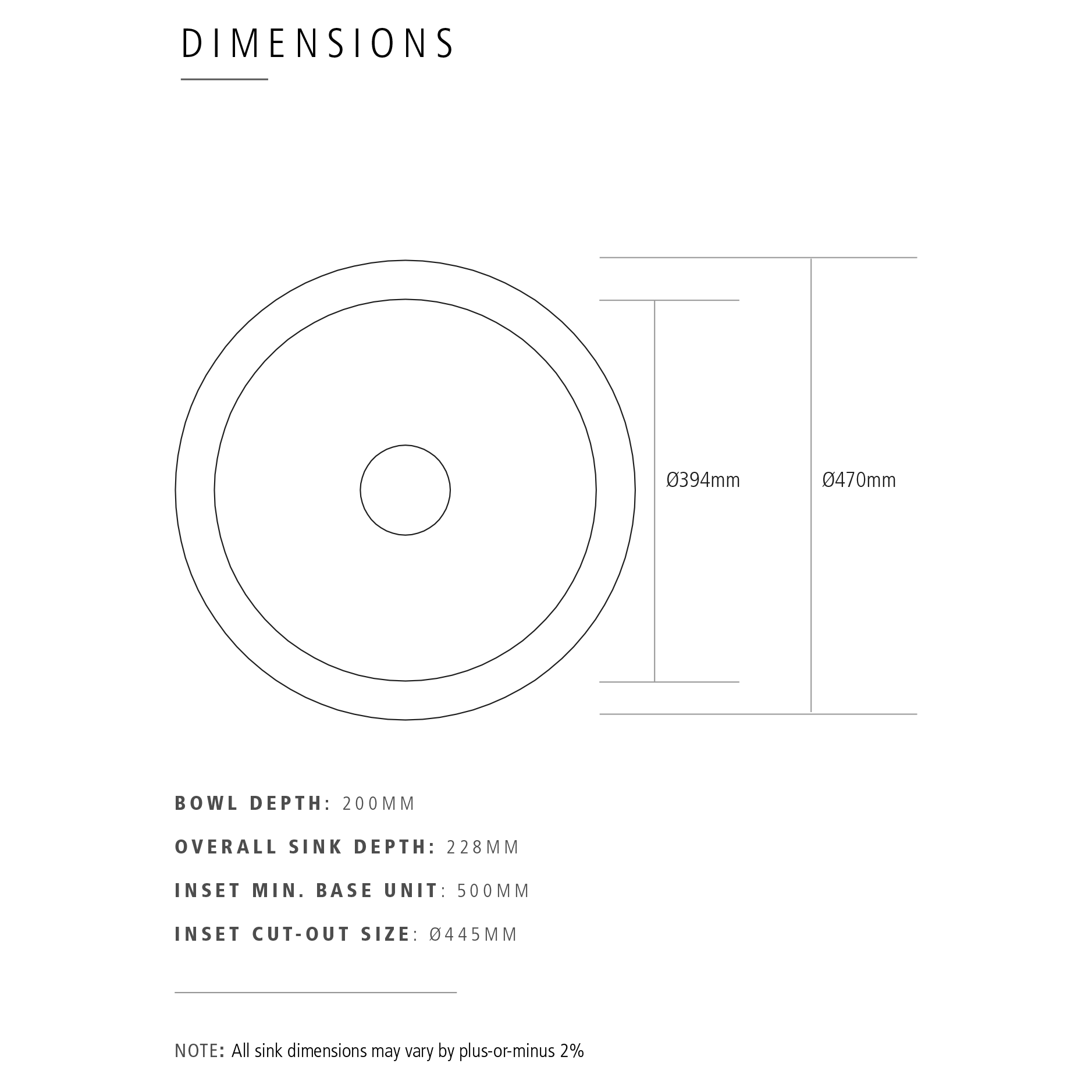 Caple Warwickshire Single Bowl Inset or Undermount White Ceramic Round Kitchen Sink - 470 x 470mm