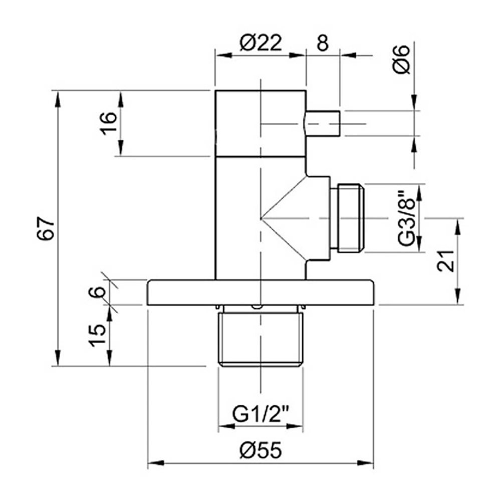 Inox Brushed Stainless Steel Angled Shut Off Valve