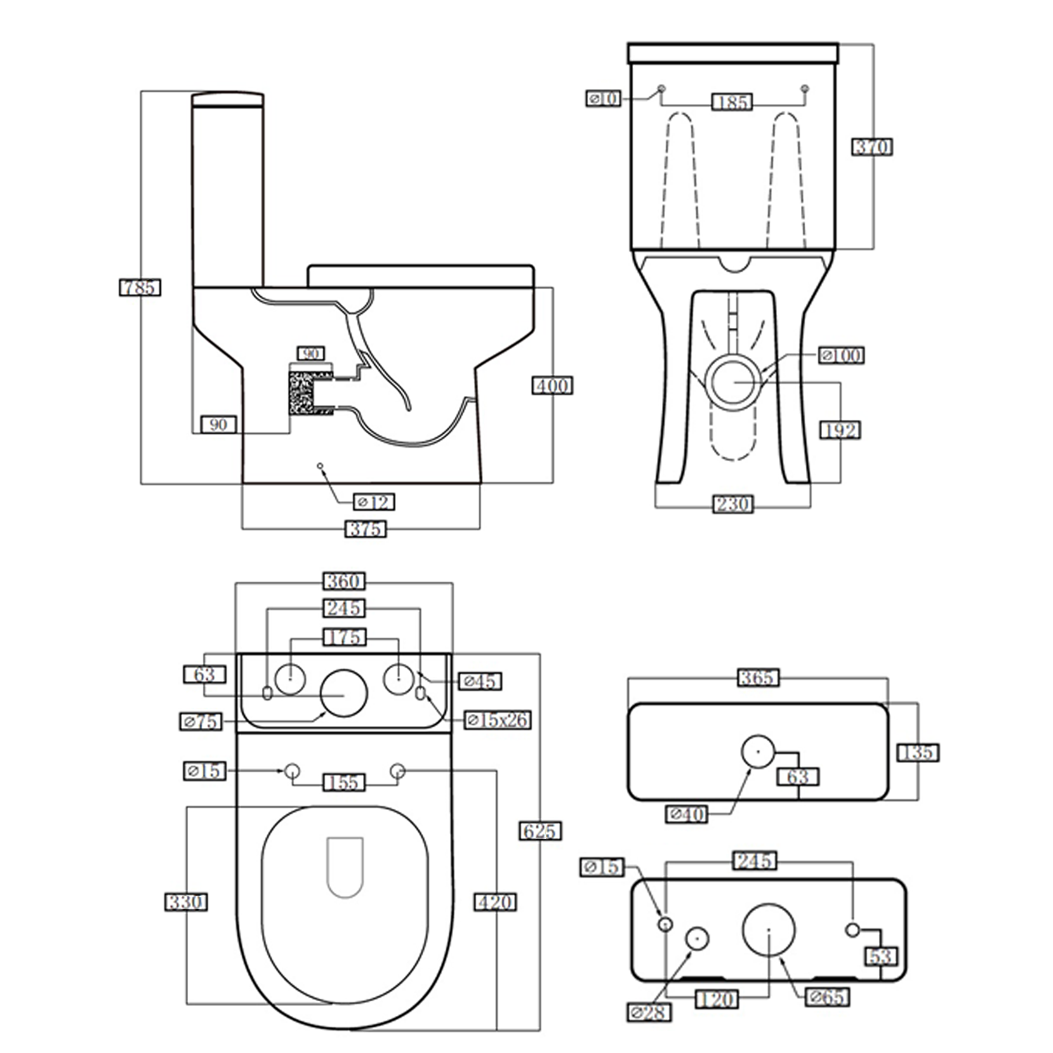 Lorraine Rimless Close Coupled Compact Toilet & Soft Close Seat