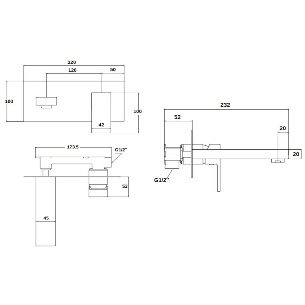 Sagittarius Blade Wall Mounted Basin Mixer Tap
