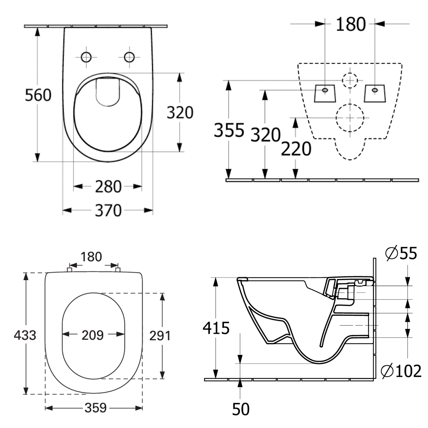 Villeroy & Boch Subway 2.0 Rimless Easy Fit Wall Hung Toilet & Soft Close Seat