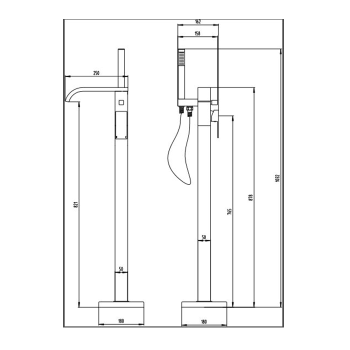 Vellamo City Freestanding Bath Shower Mixer with Shower Kit