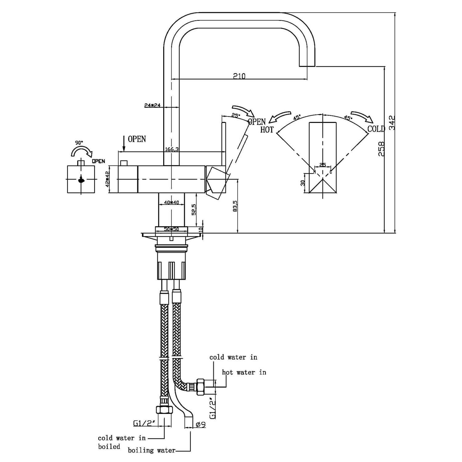 The Tap Factory Tetra Filtered Cold & Instant Boiling Water Tap with Filter & WRAS Approved Boiler Tank - Brushed Steel