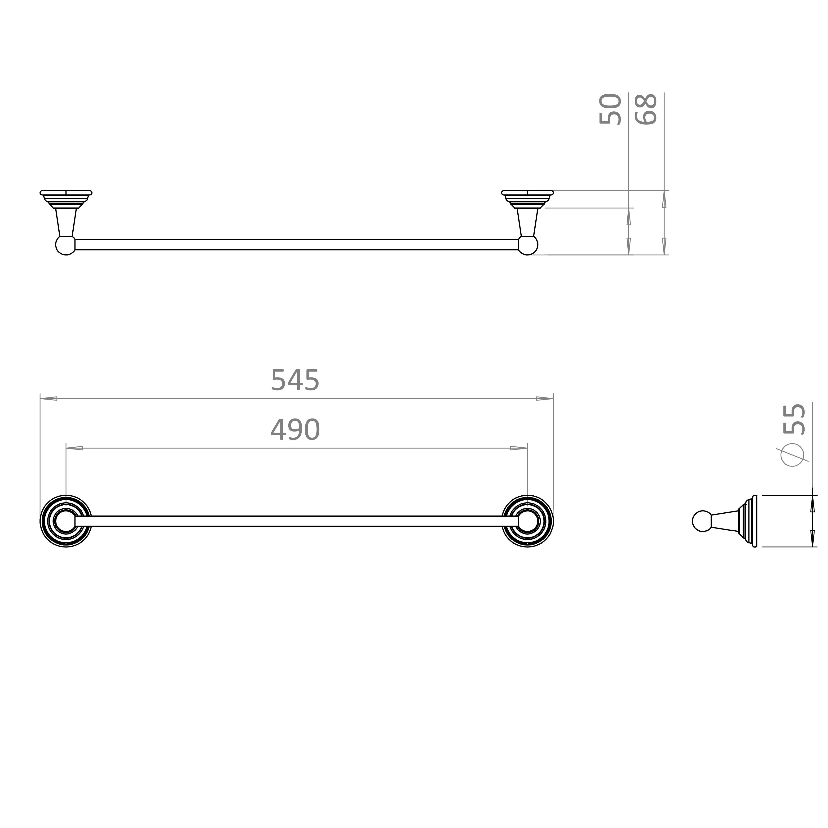 Crosswater Belgravia Single Towel Rail - 545mm