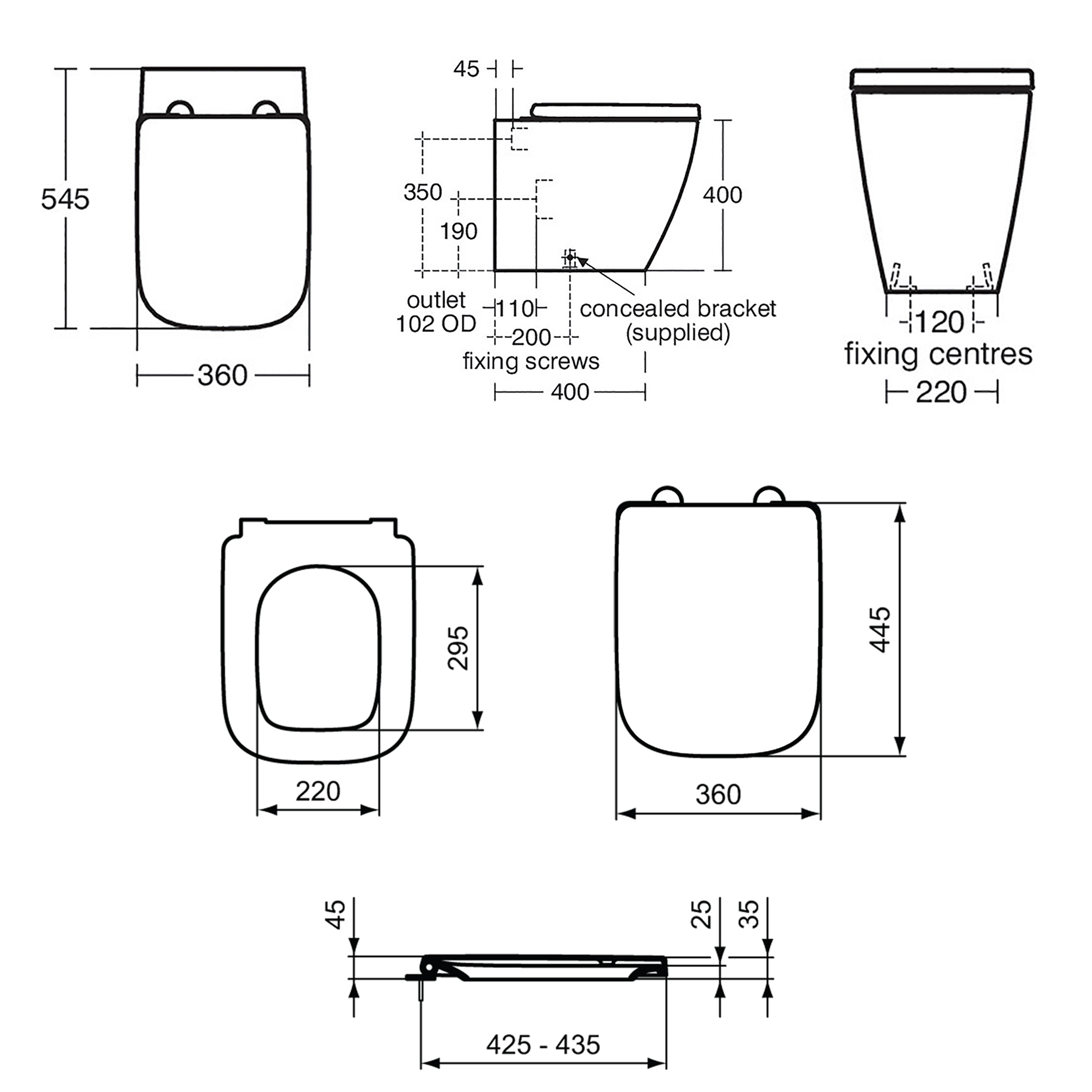 Ideal Standard i.life B Rimless Back to Wall Toilet with Soft Close Seat